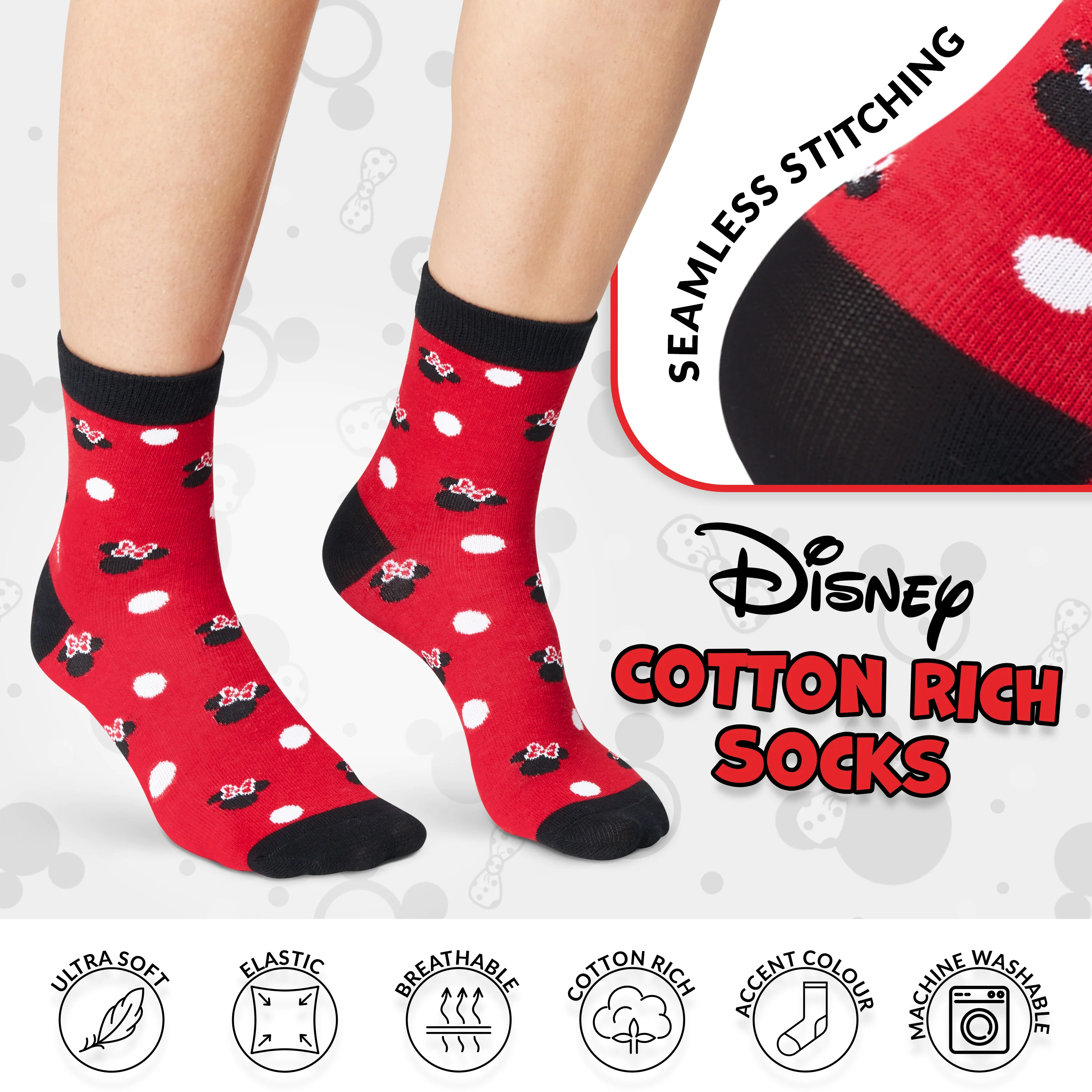 Disney Stitch Mug and Socks Gift Set for Women Teenagers Cute Ceramic Mug Soft Calf Socks, Stocking Filler Gifts for Her (Red Minnie) - Image 4