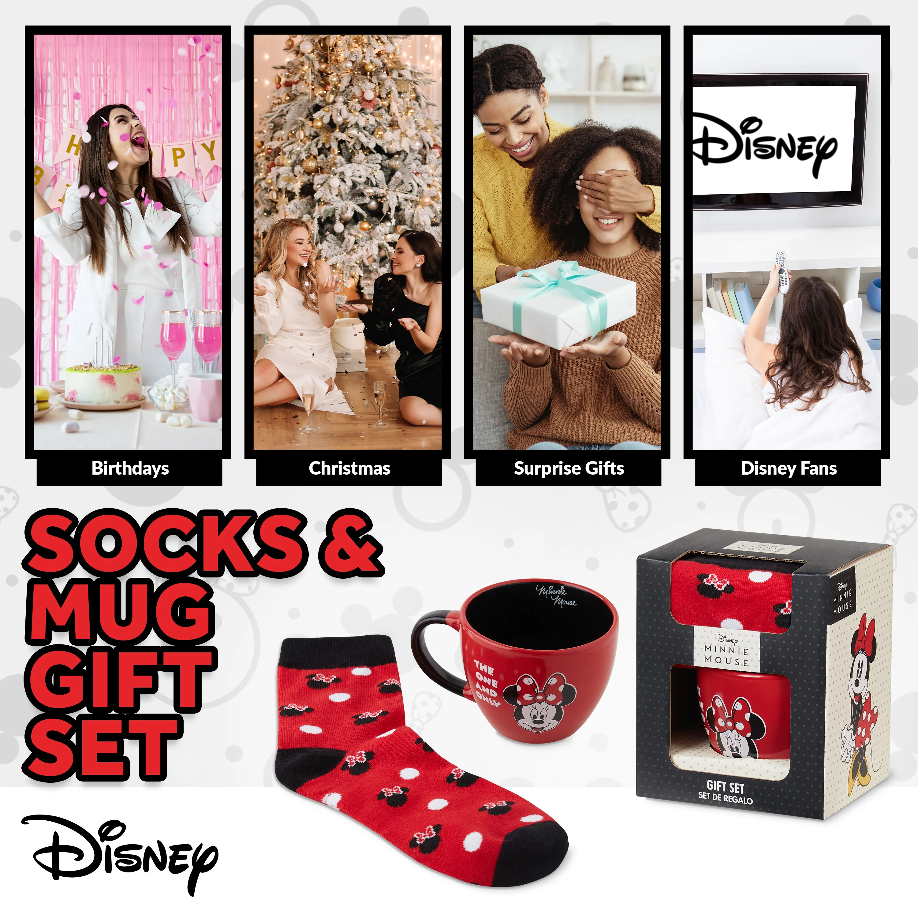 Disney Stitch Mug and Socks Gift Set for Women Teenagers Cute Ceramic Mug Soft Calf Socks, Stocking Filler Gifts for Her (Red Minnie) - Image 7