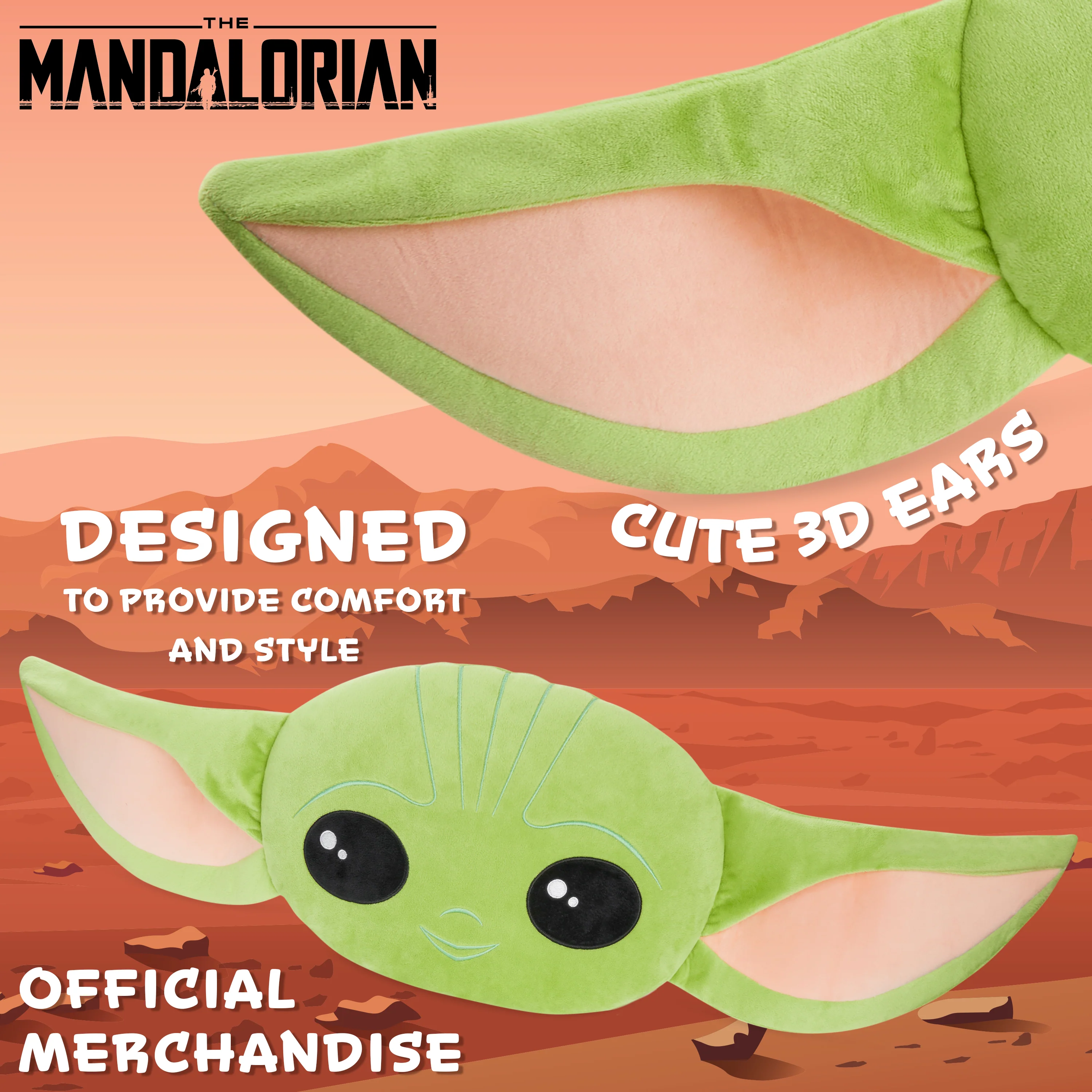 Disney Mandalorian Baby Yoda 3D Plush Pillow Cushions for Bed, Kids Bedroom Accessories 94 x 39cm - Star Wars Gifts for Boys (Green) - Image 3