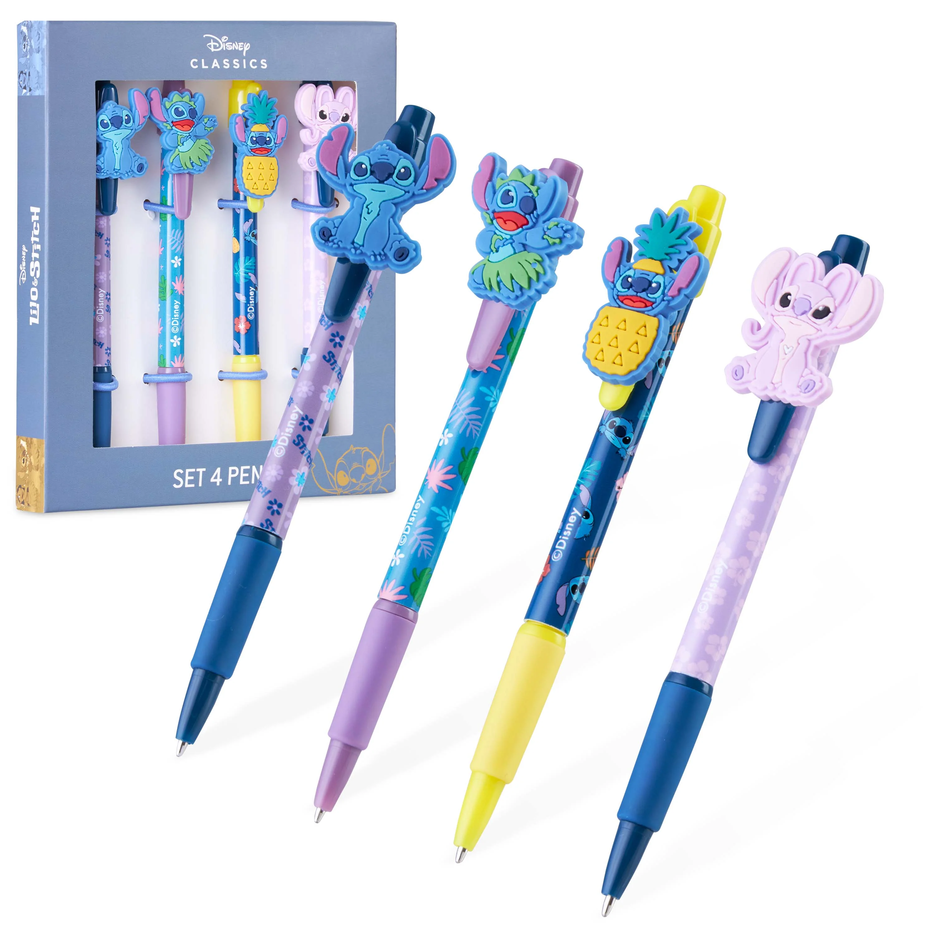 Disney Cute Pens - 4 Pack Stitch Novelty Pens - Lilo and Stitch Gifts