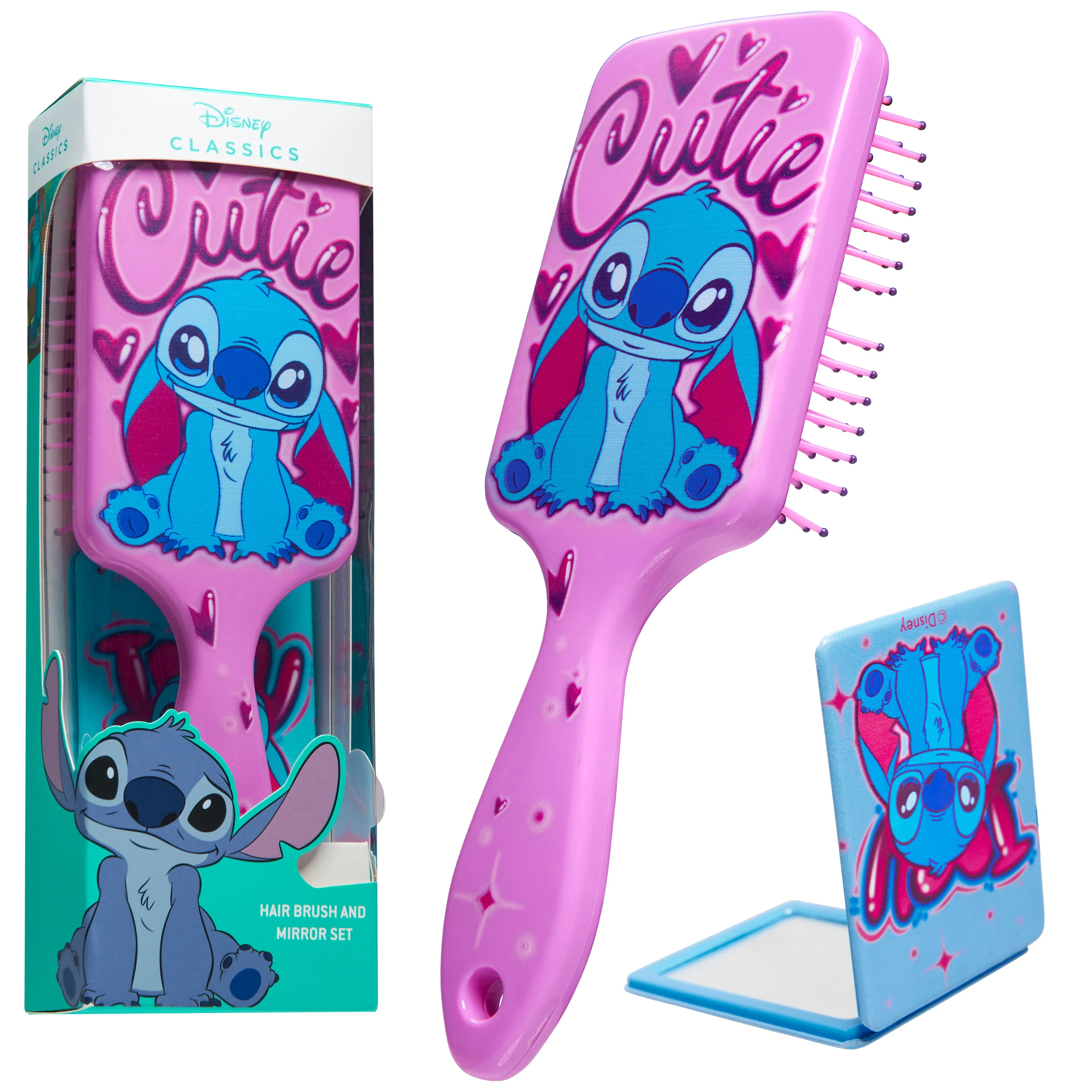 Disney Detangle Hair Brush for Women Teenagers Girls, Paddle Brush and Compact Mirror - Image 2