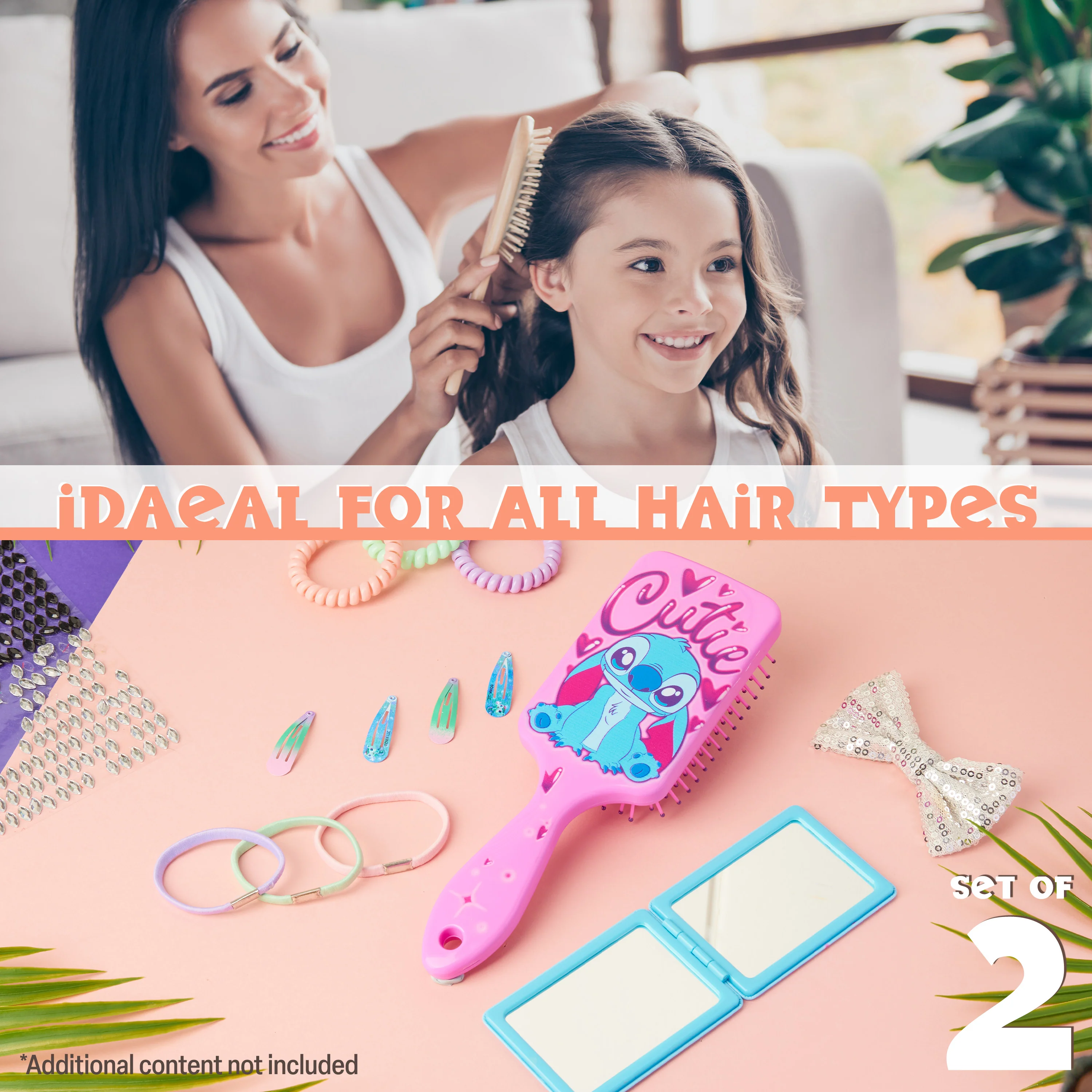 Disney Detangle Hair Brush for Women Teenagers Girls, Paddle Brush and Compact Mirror - Image 7