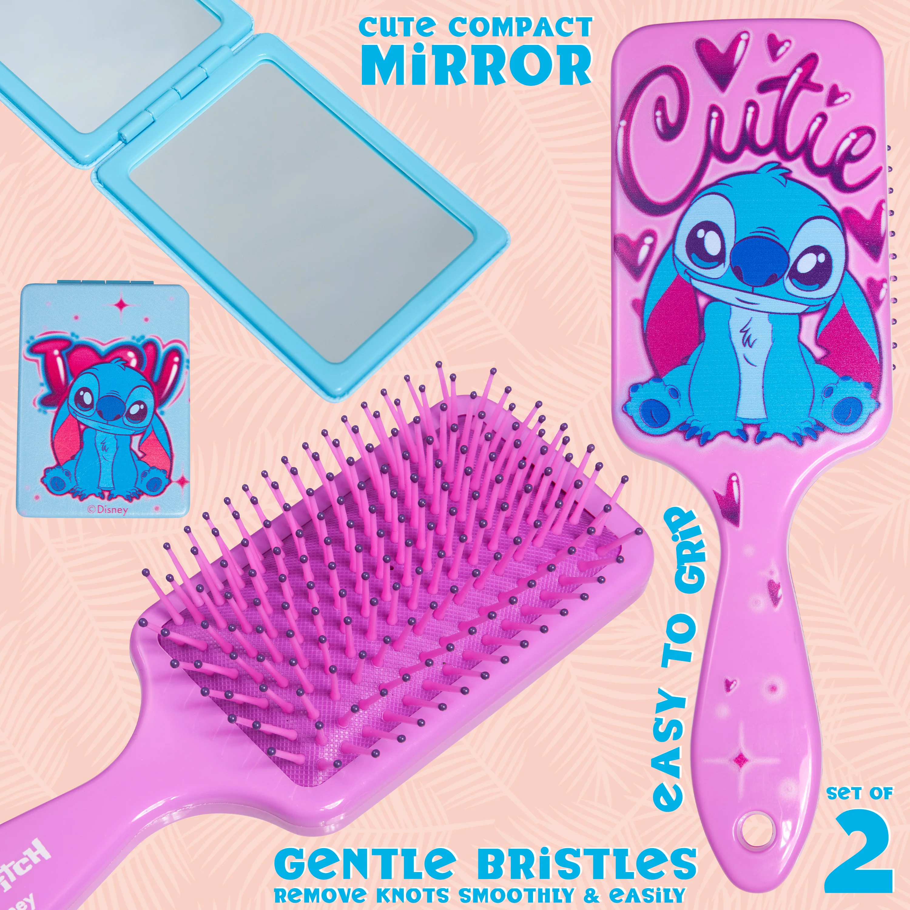 Disney Detangle Hair Brush, Paddle Brush and Compact Mirror Set - Gifts for her - Image 5