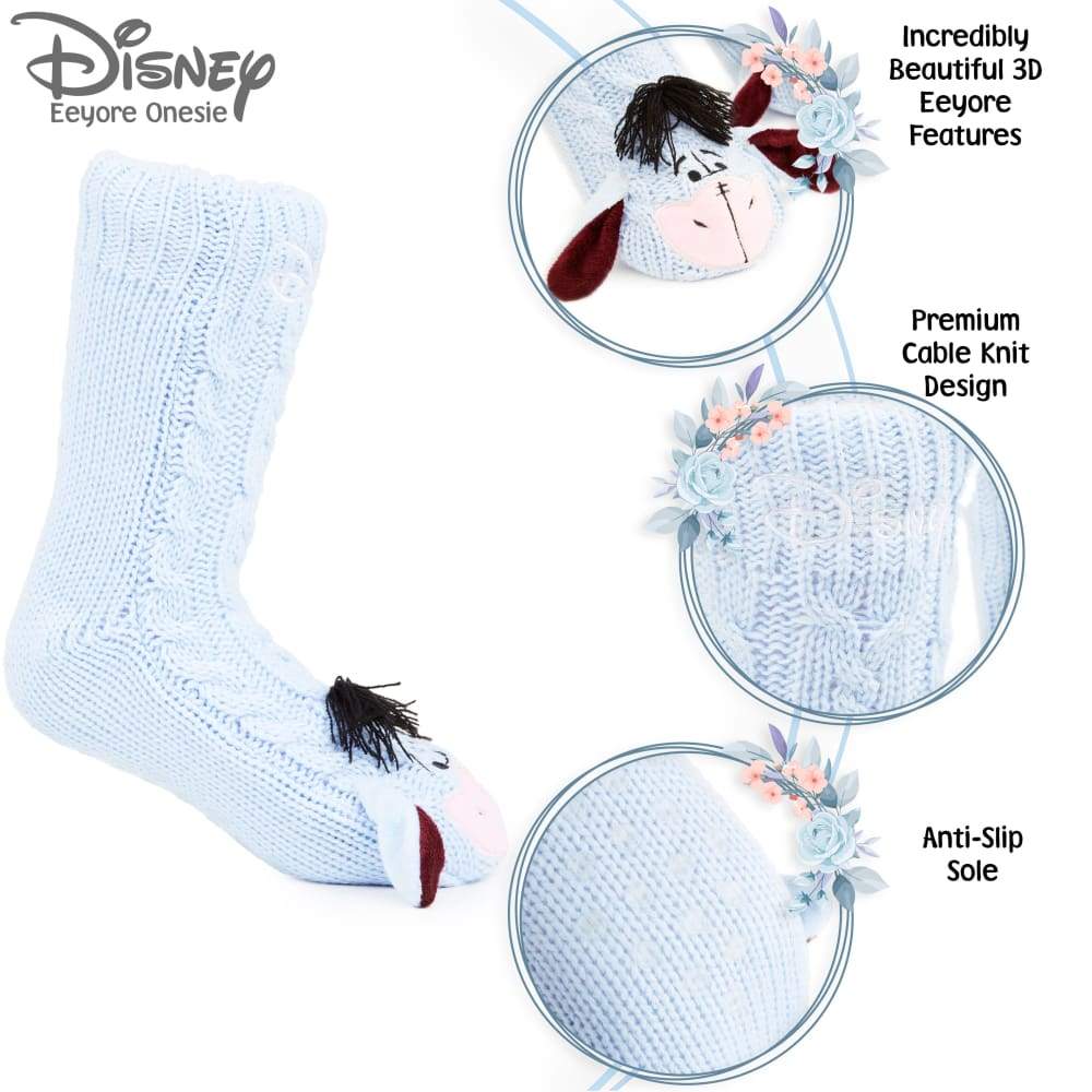 Disney Eeyore Slipper Socks, Cute Fleece Lined Non Slip Socks, Gifts for Women - Image 3