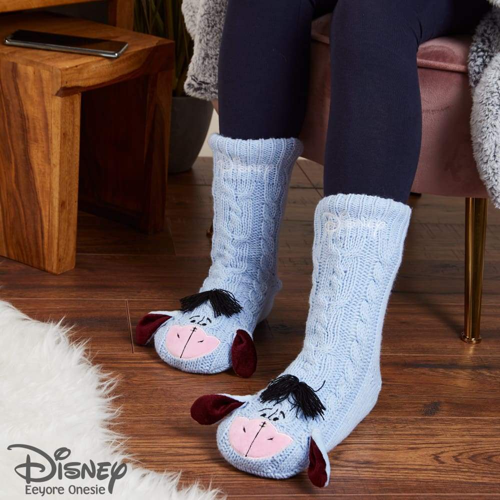 Disney Eeyore Slipper Socks, Cute Fleece Lined Non Slip Socks, Gifts for Women - Image 4
