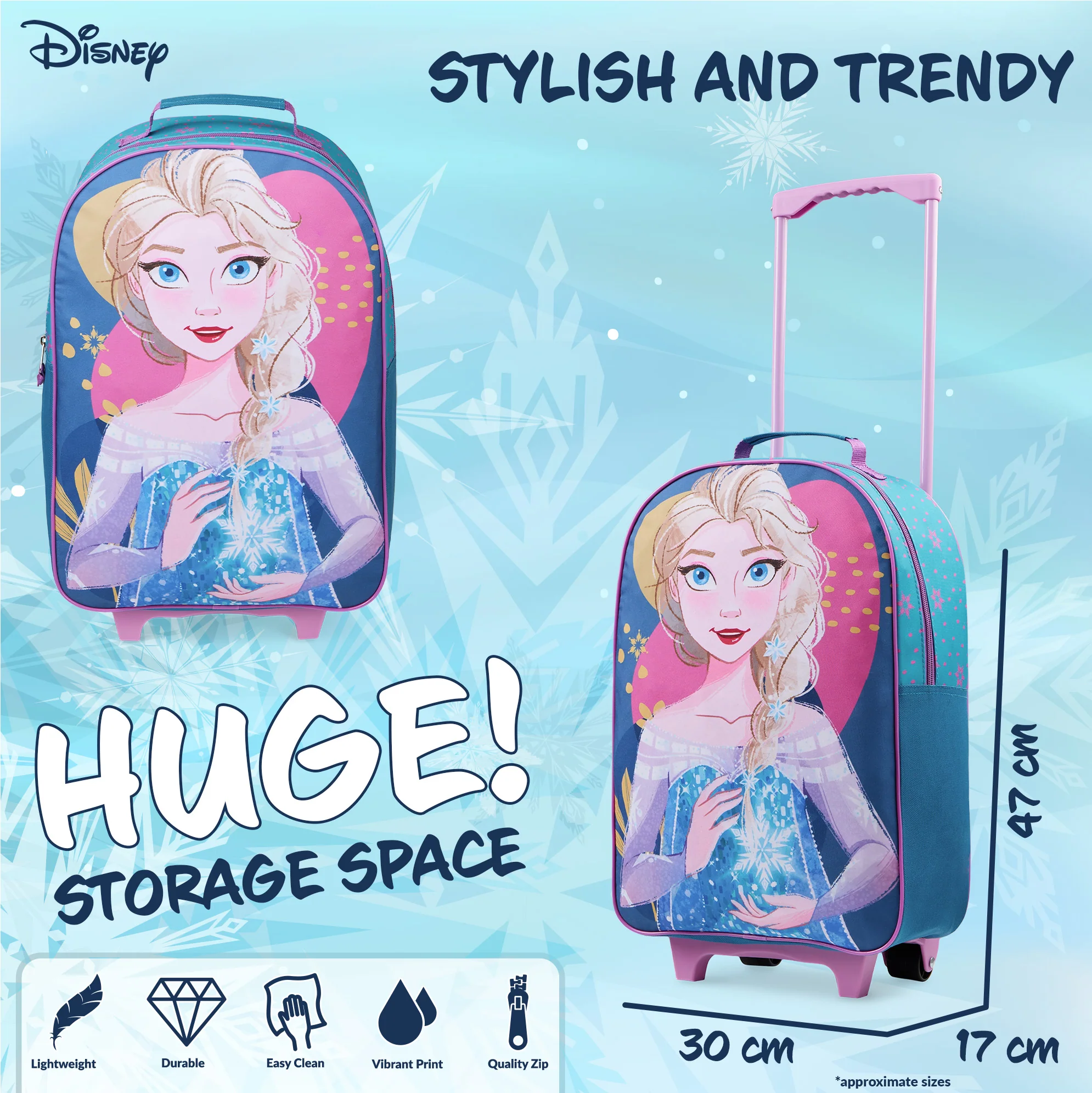 Disney Elsa Suitcase for Girls Carry On Travel Bag with Wheels - Frozen - Image 4