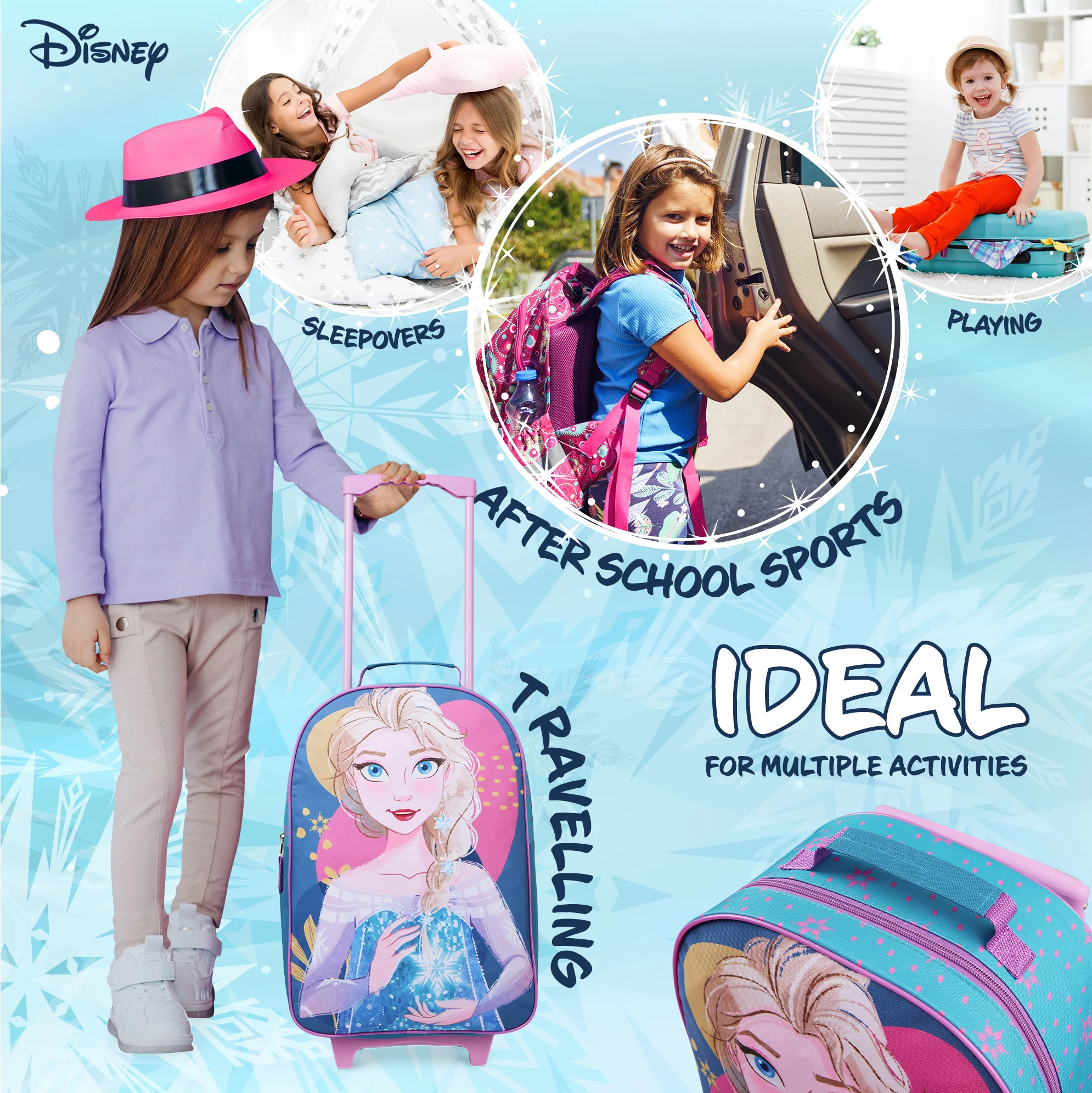 Disney Elsa Suitcase for Girls Carry On Travel Bag with Wheels - Frozen - Image 5