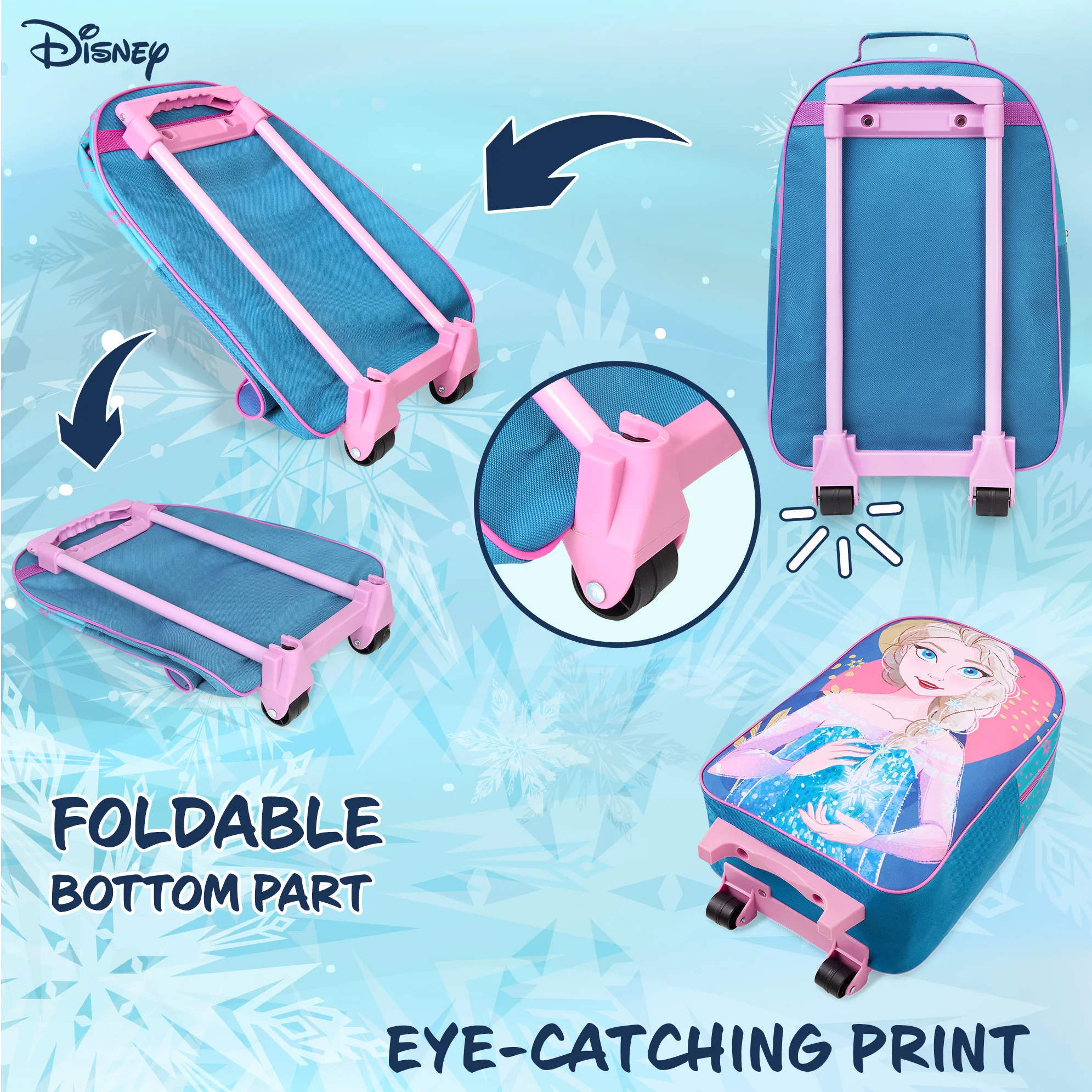 Disney Elsa Suitcase for Girls Carry On Travel Bag with Wheels - Frozen - Image 6