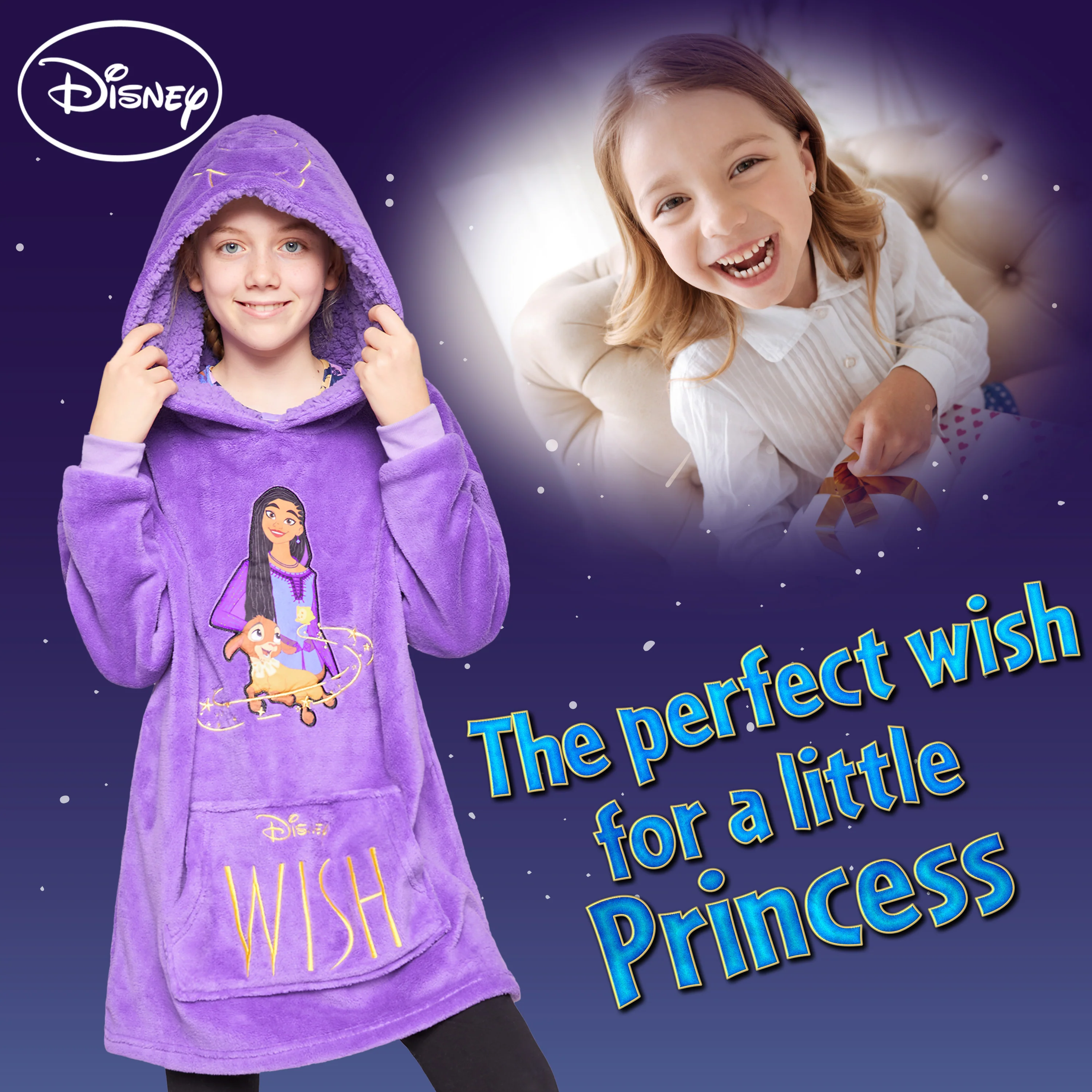 Disney Fleece Hoodie Blanket for Kids - WISH - Image 3
