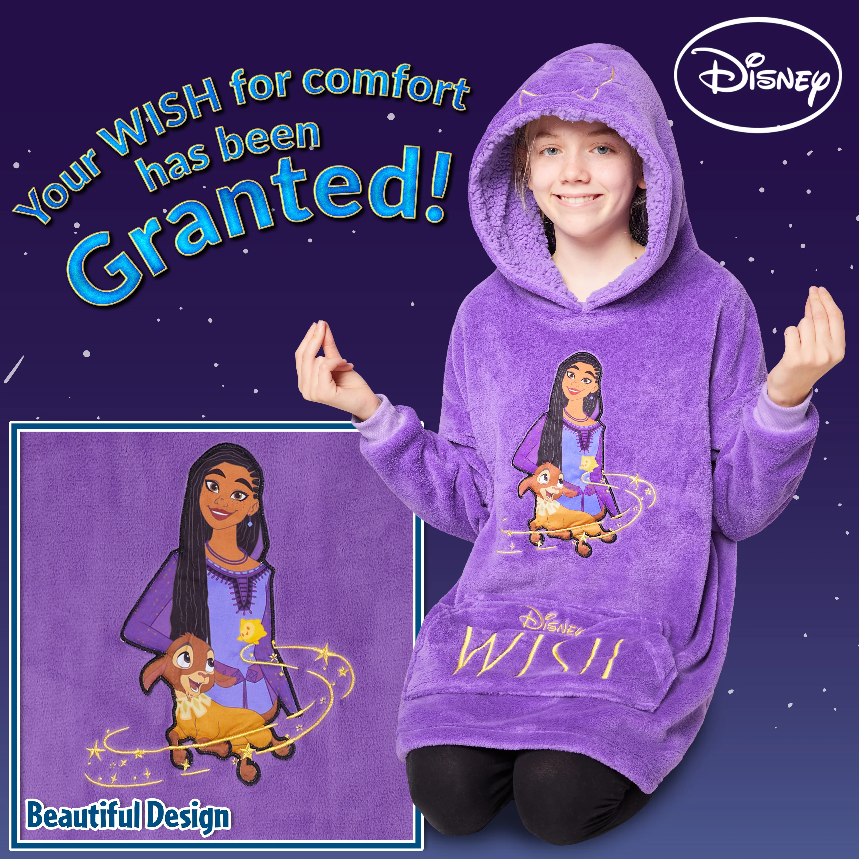 Disney Fleece Hoodie Blanket for Kids - WISH - Image 5