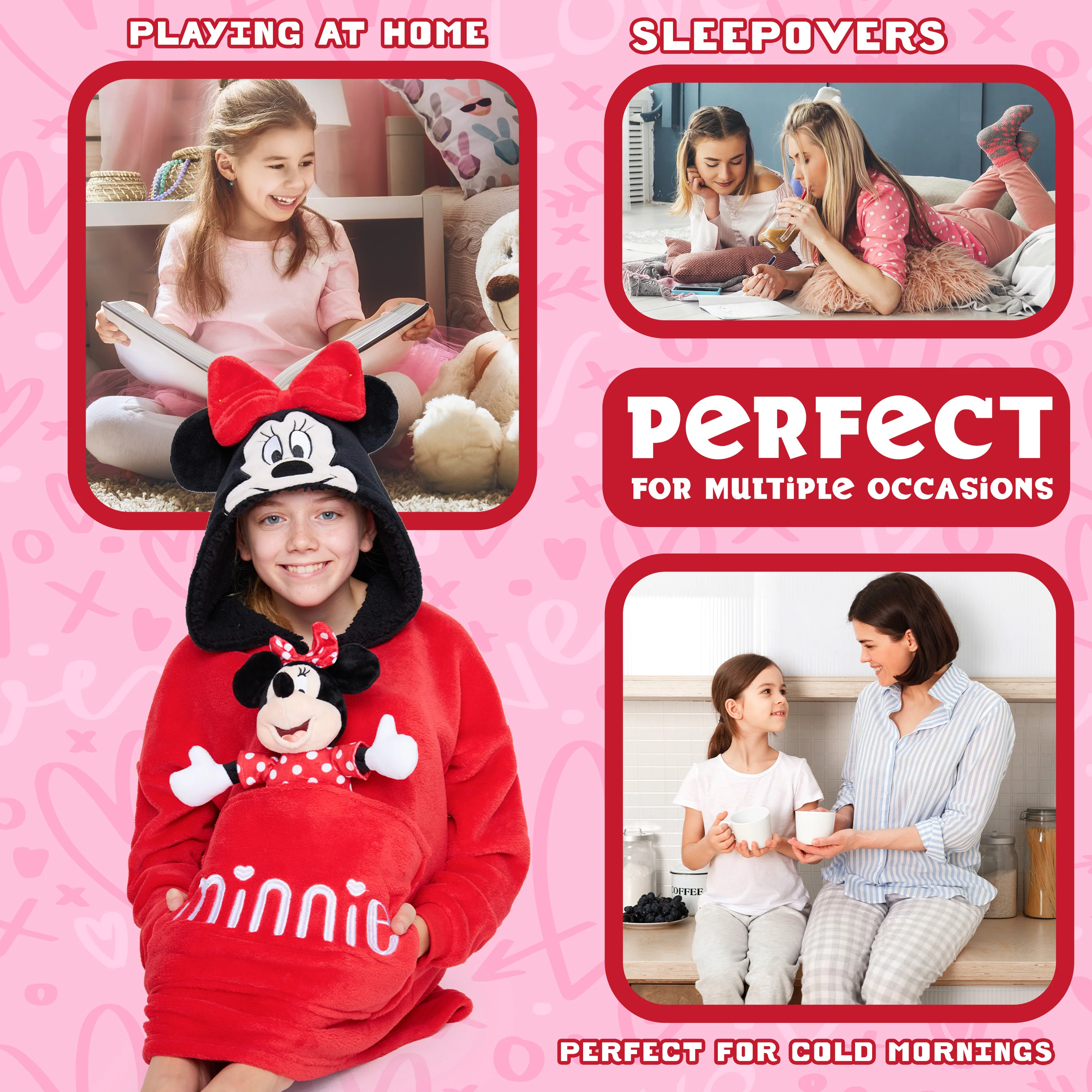Disney Fleece Hoodie Blanket with Plush Toy for Kids - Minnie Mouse - Image 4