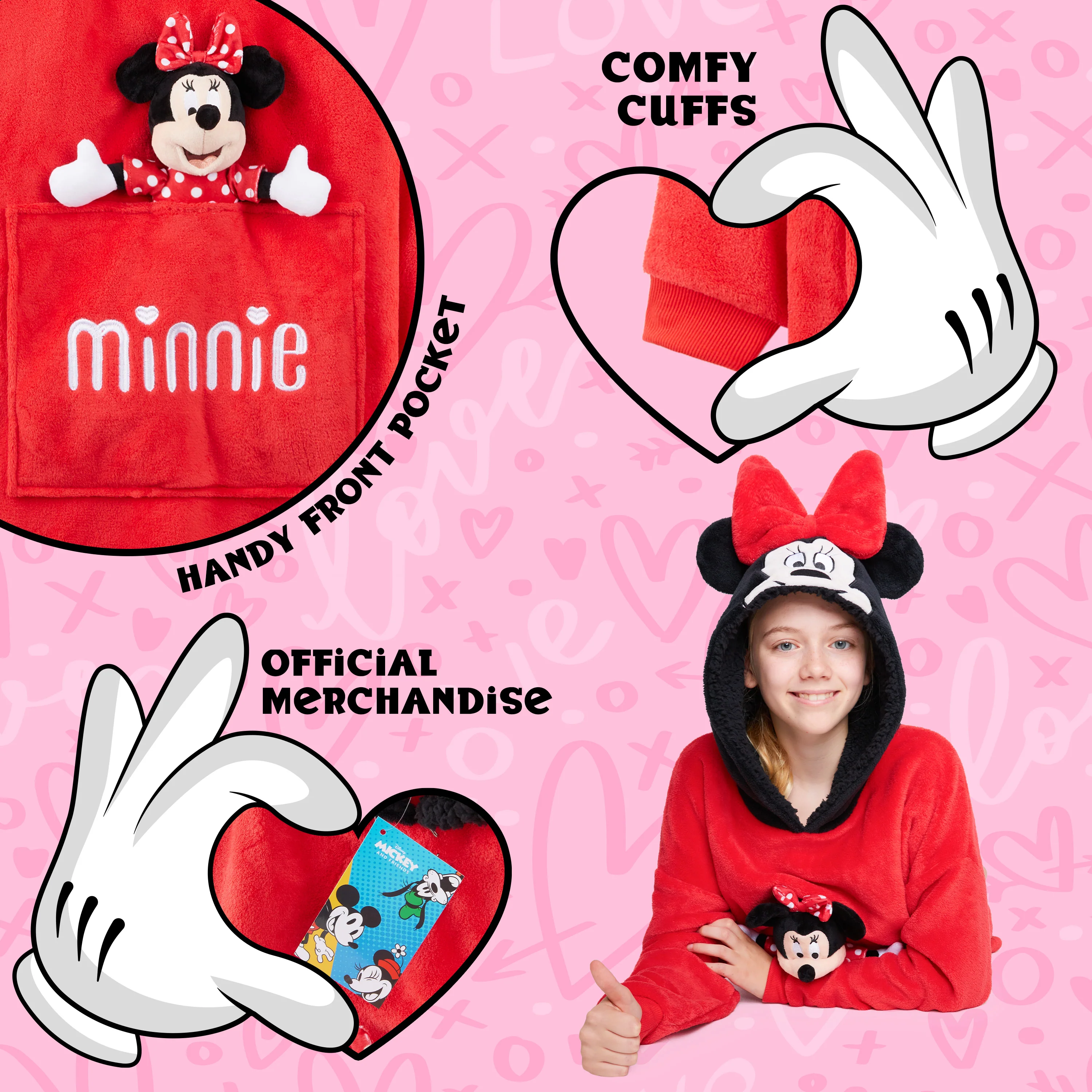 Disney Fleece Hoodie Blanket with Plush Toy for Kids - Minnie Mouse - Image 5