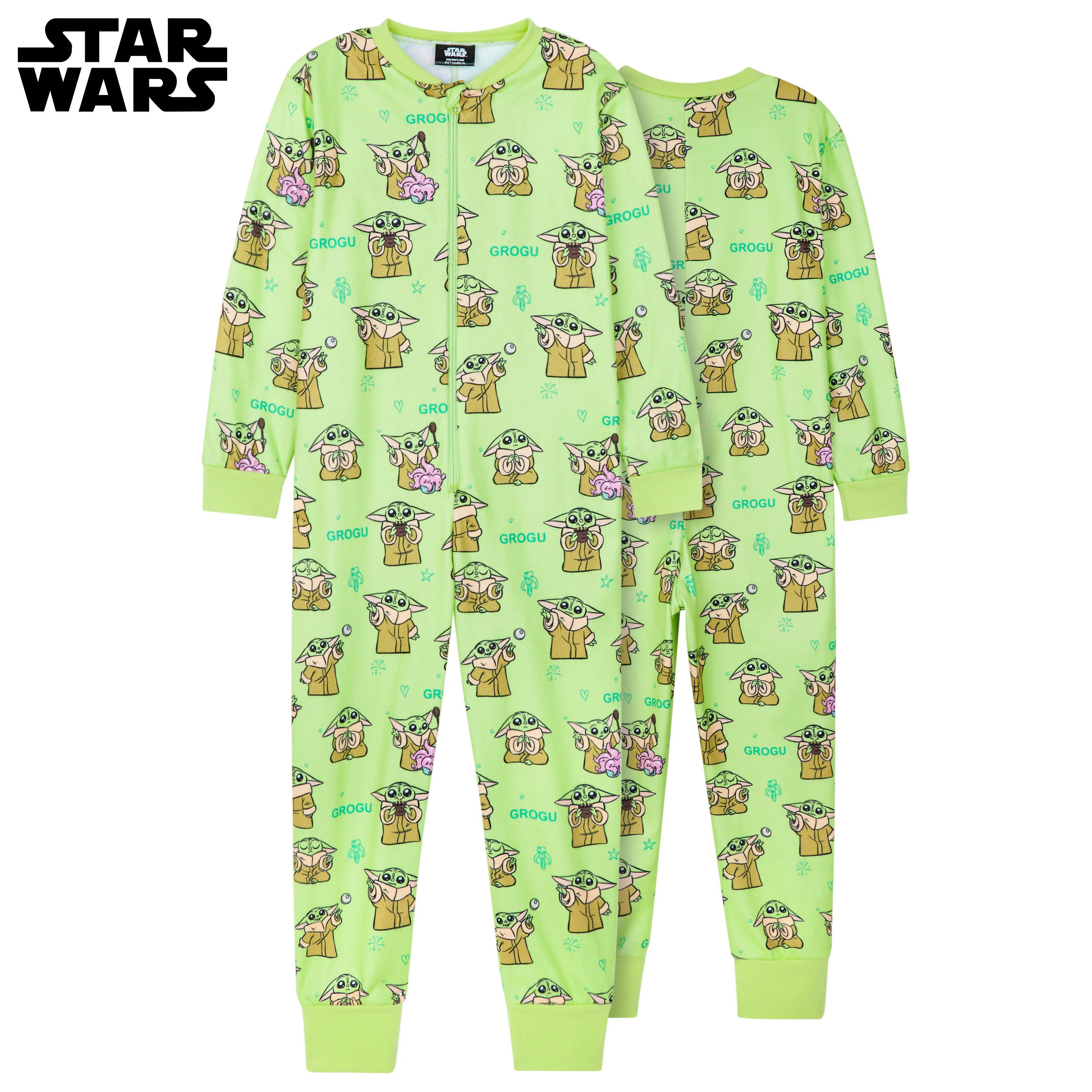 Disney Fleece Kids Onesie, Onesie for Kids - Green Baby Yoda - Image 2
