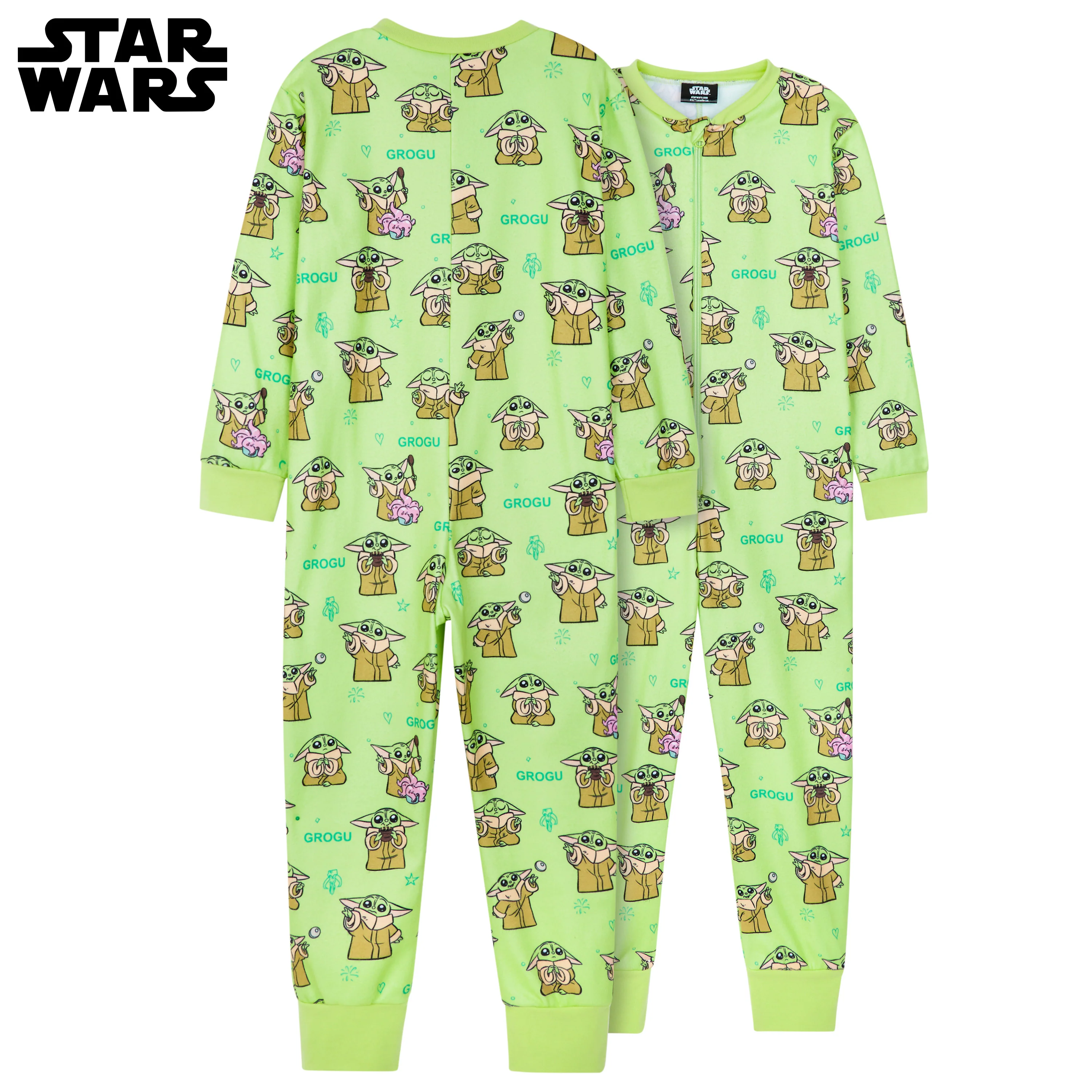 Disney Fleece Kids Onesie, Onesie for Kids - Green Baby Yoda - Image 4