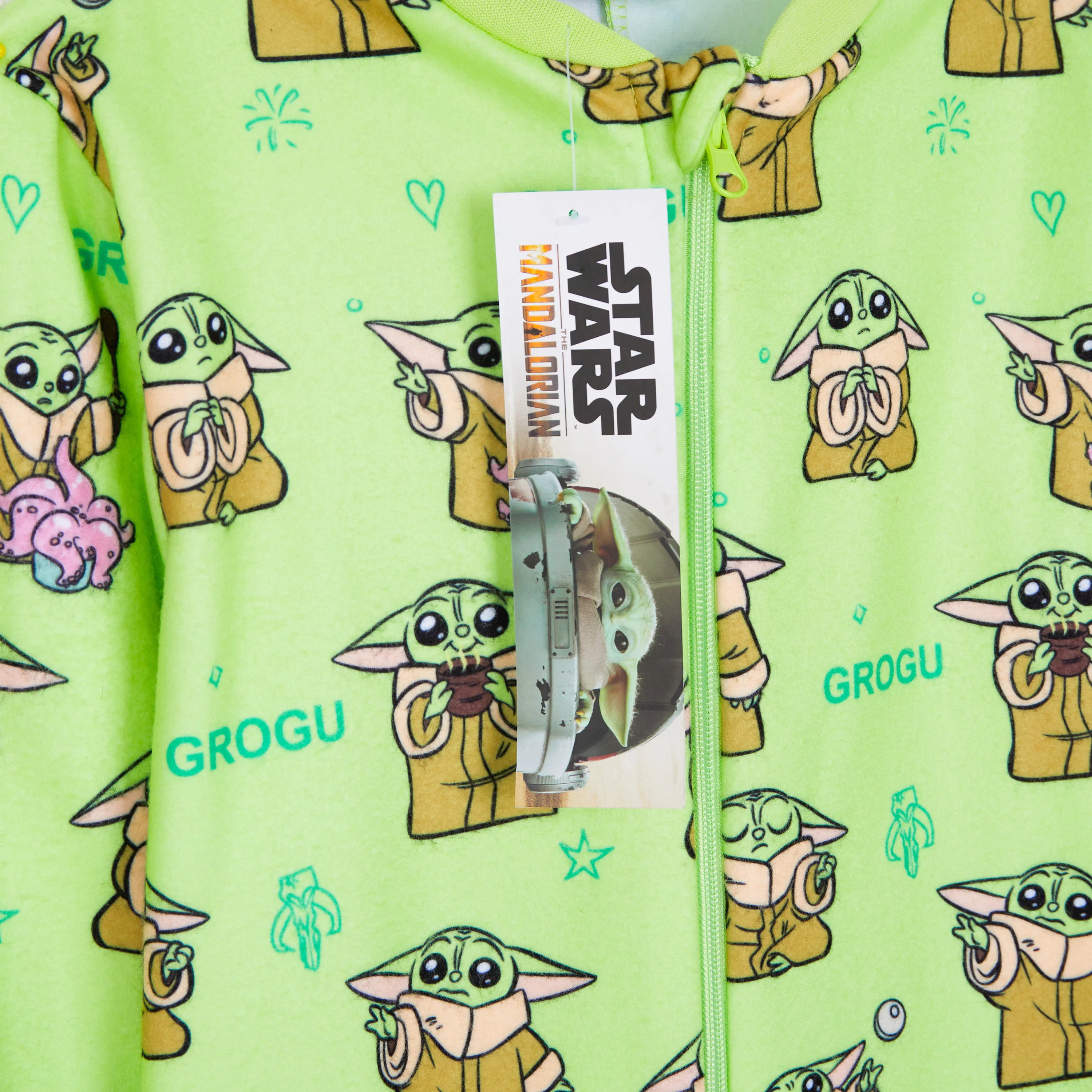 Disney Fleece Kids Onesie, Onesie for Kids - Green Baby Yoda - Image 5