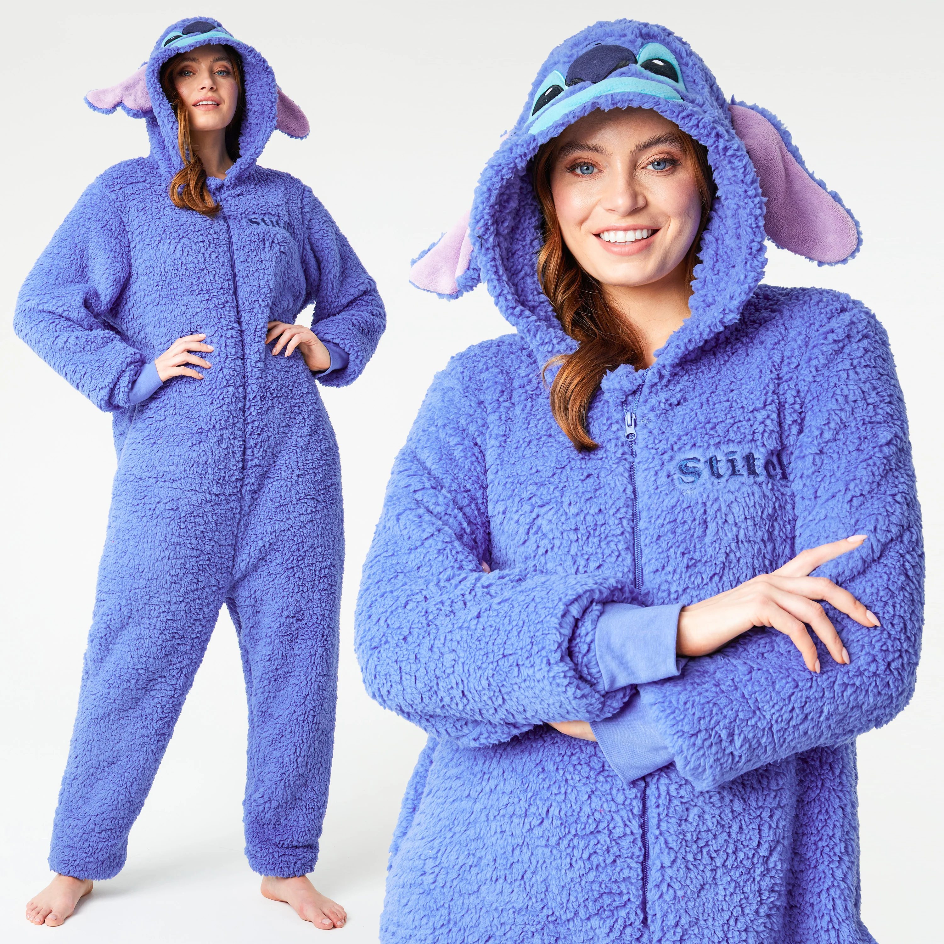Disney Fleece Onesie for Adults - Blue Stitch - Image 5