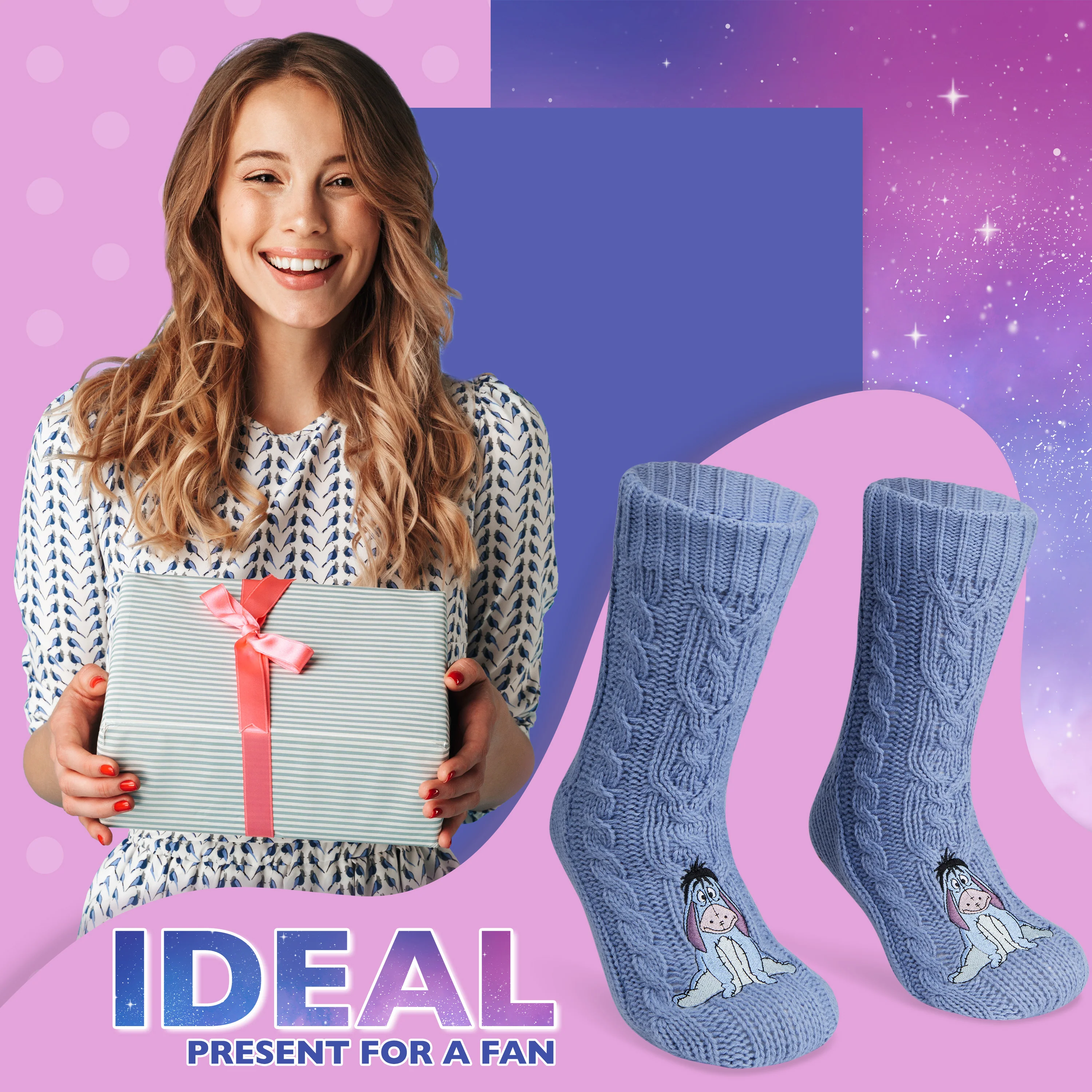 Disney Fluffy Socks for Women and Teenagers Soft Warm Slipper Socks Non Slip One Size - Image 3