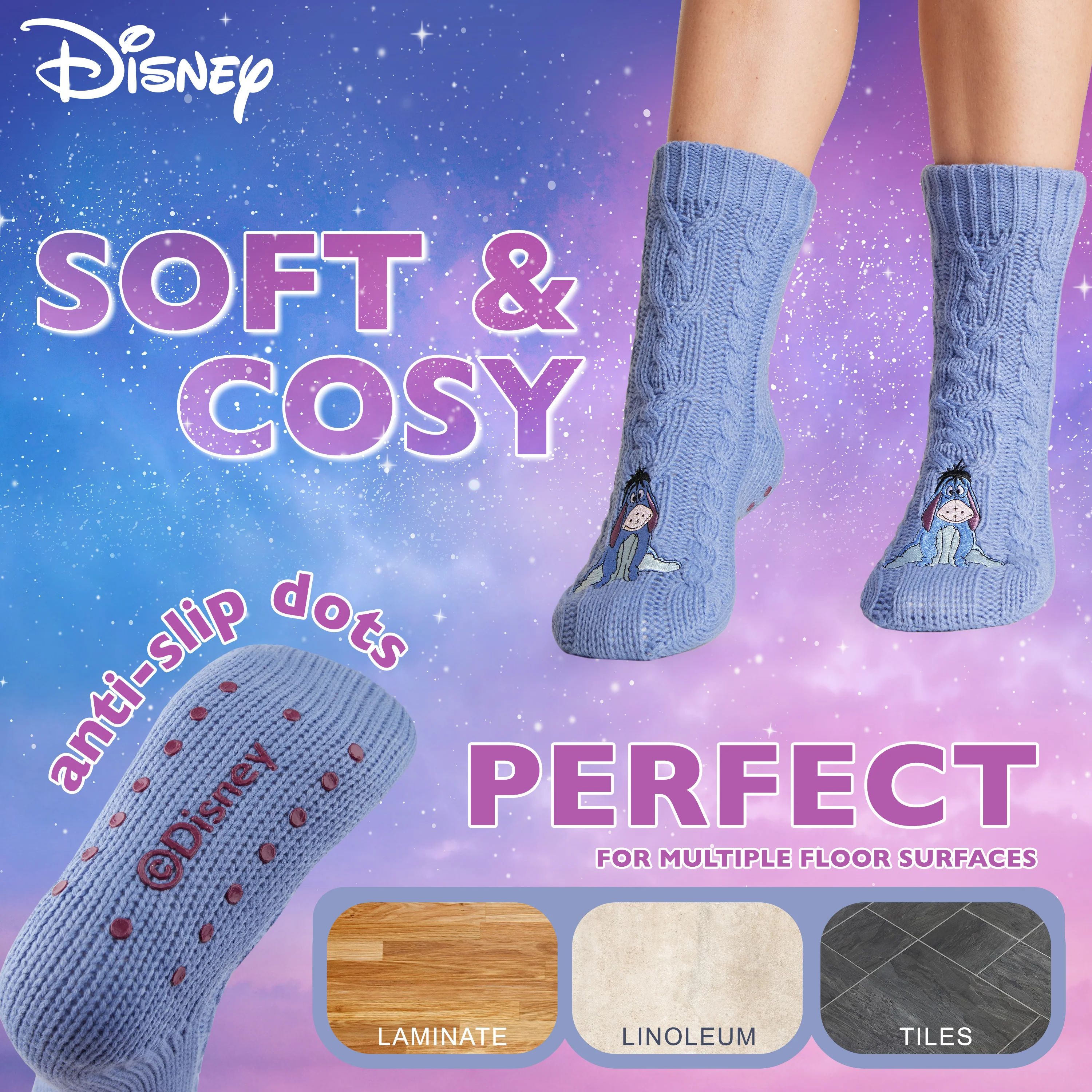 Disney Fluffy Socks for Women and Teenagers Soft Warm Slipper Socks Non Slip One Size - Image 4