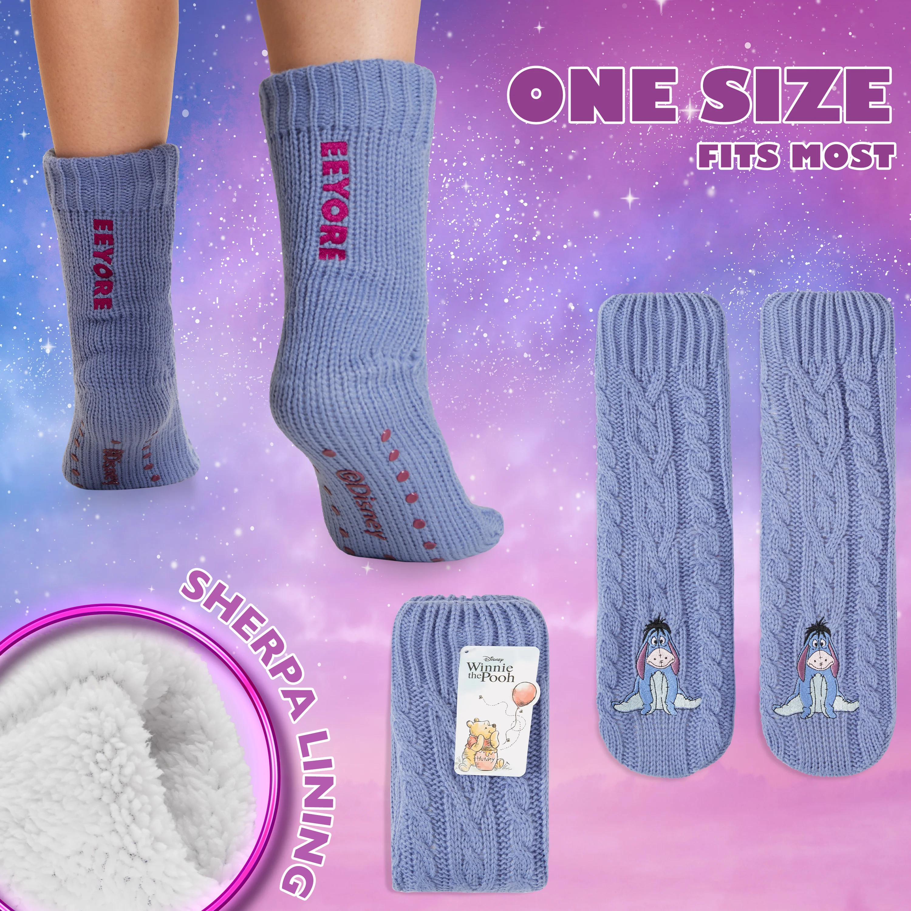 Disney Fluffy Socks for Women and Teenagers Soft Warm Slipper Socks Non Slip One Size - Image 6