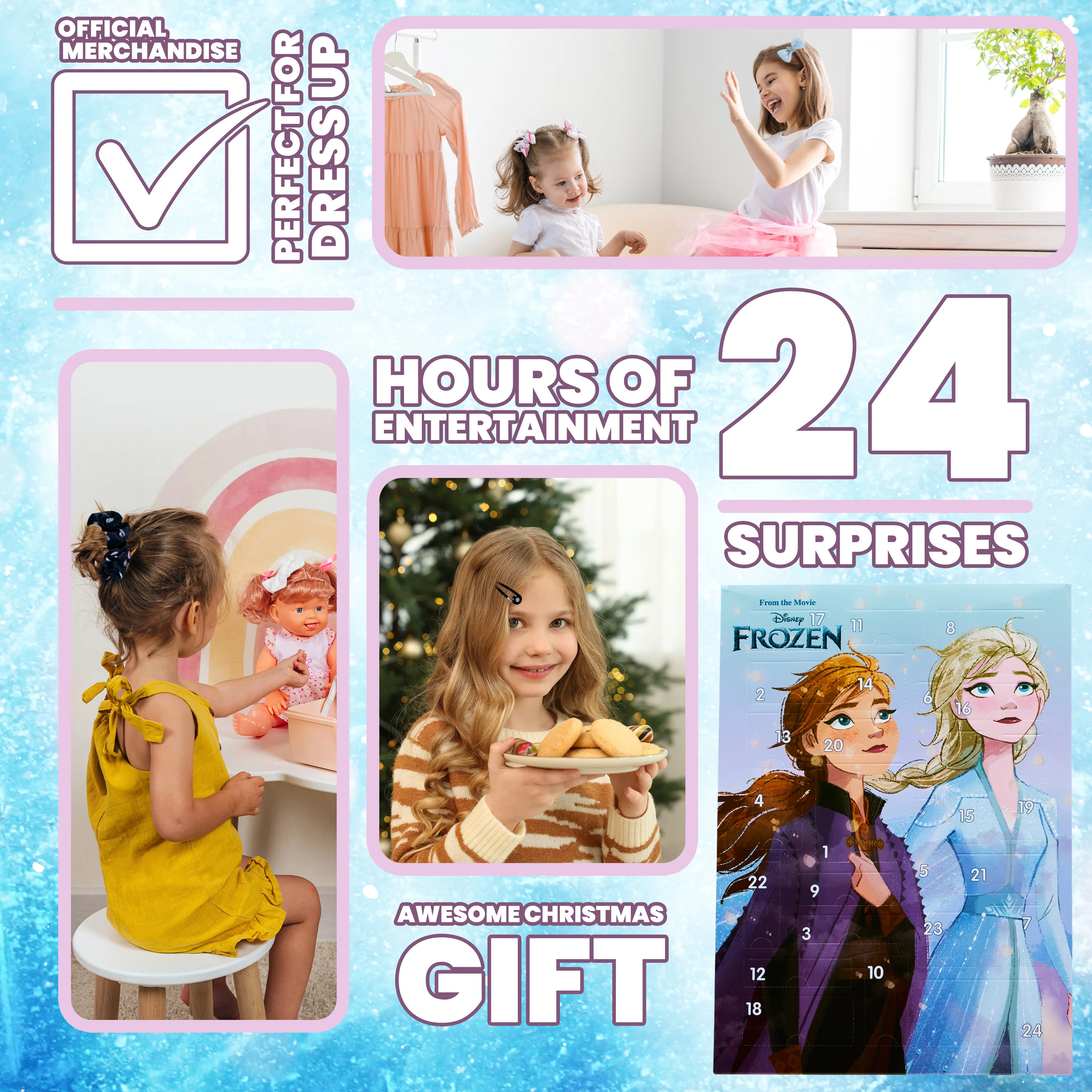 Disney Frozen Advent Calendar 2025, Girls Hair Accessories Countdown Calendar (Blue/Purple) - Image 3