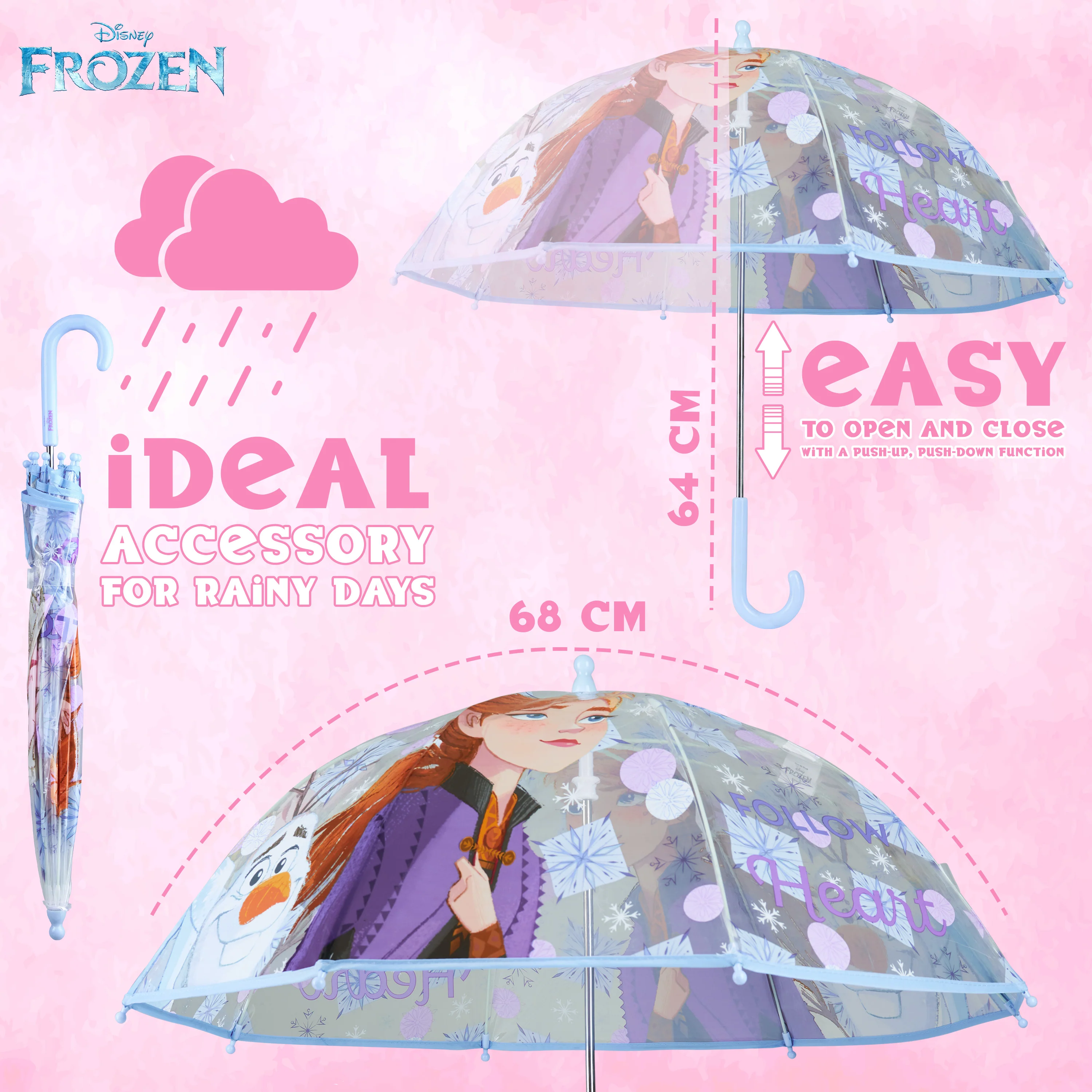 Disney Frozen Clear Dome Umbrella for Girls - Frozen transparent Umbrella - Image 6