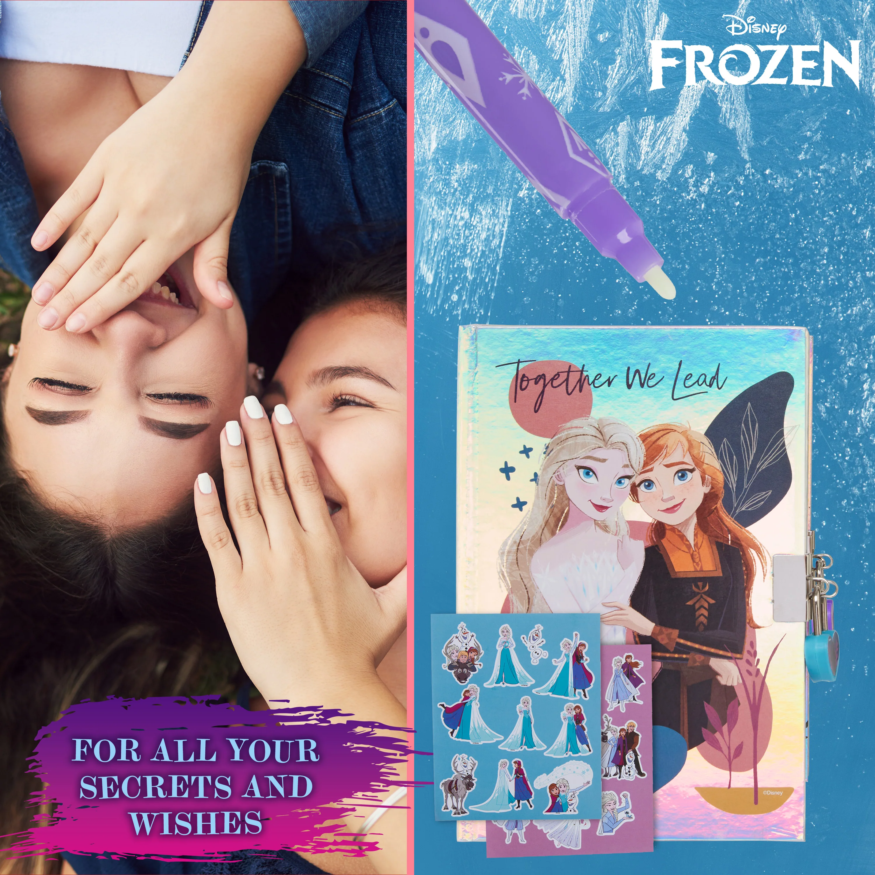 Disney Frozen Diary for Girls - Girls Diary with Lock, UV Invisible Ink Pen and Stickers Sheet - Image 5