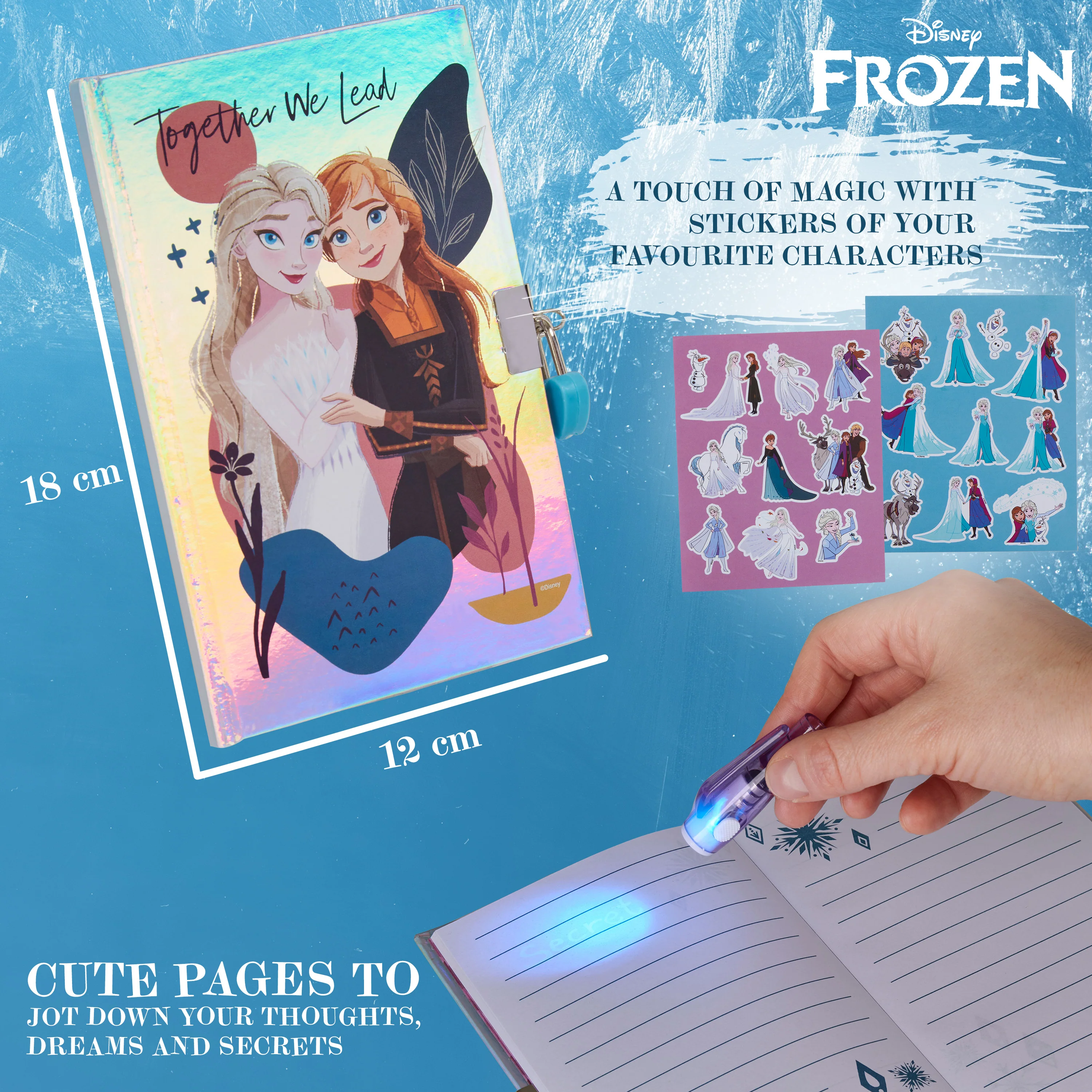 Disney Frozen Diary for Girls - Girls Diary with Lock, UV Invisible Ink Pen and Stickers Sheet - Image 6