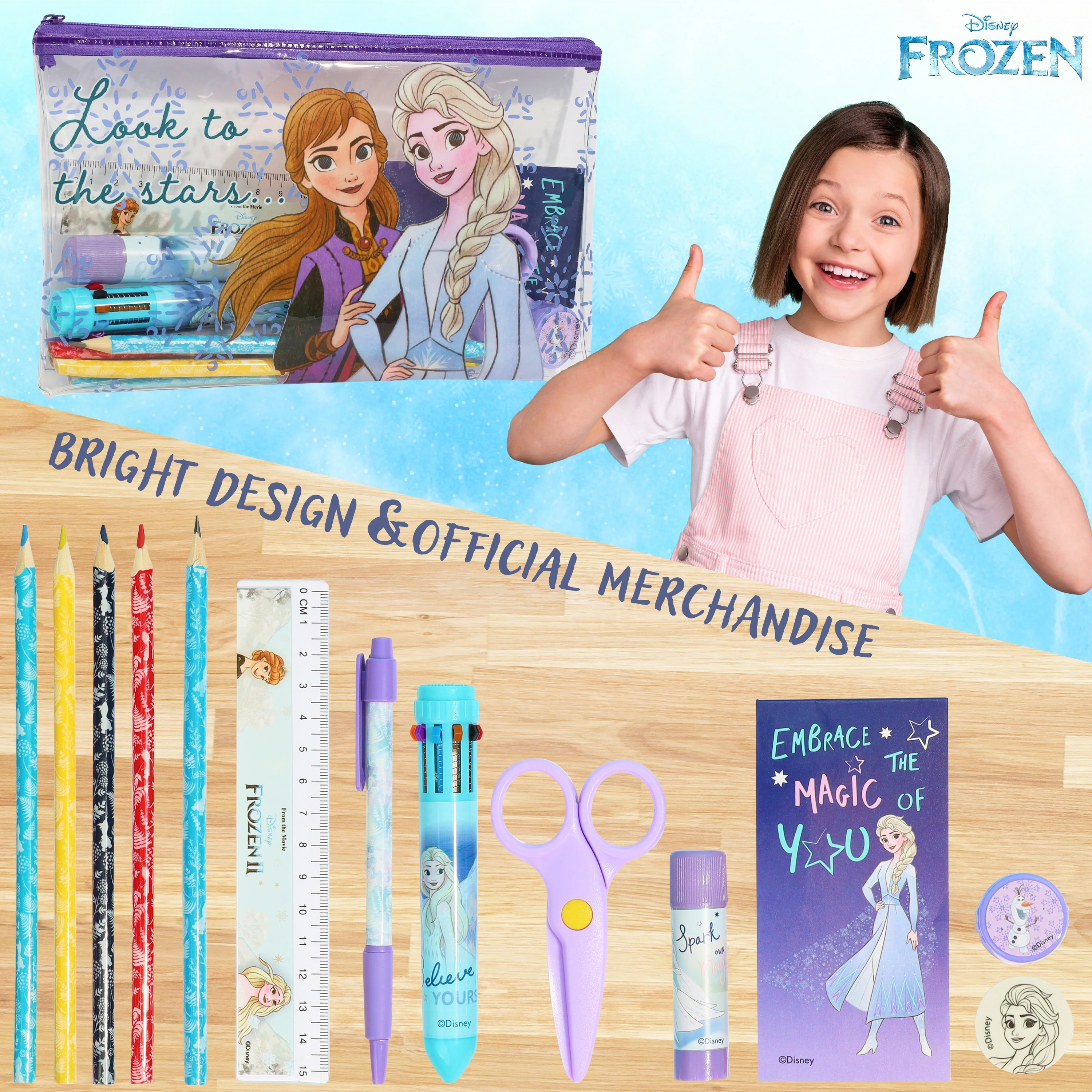 Disney Frozen Girls Pencil Case with Cute Stationery Included, School Supplies - Image 4