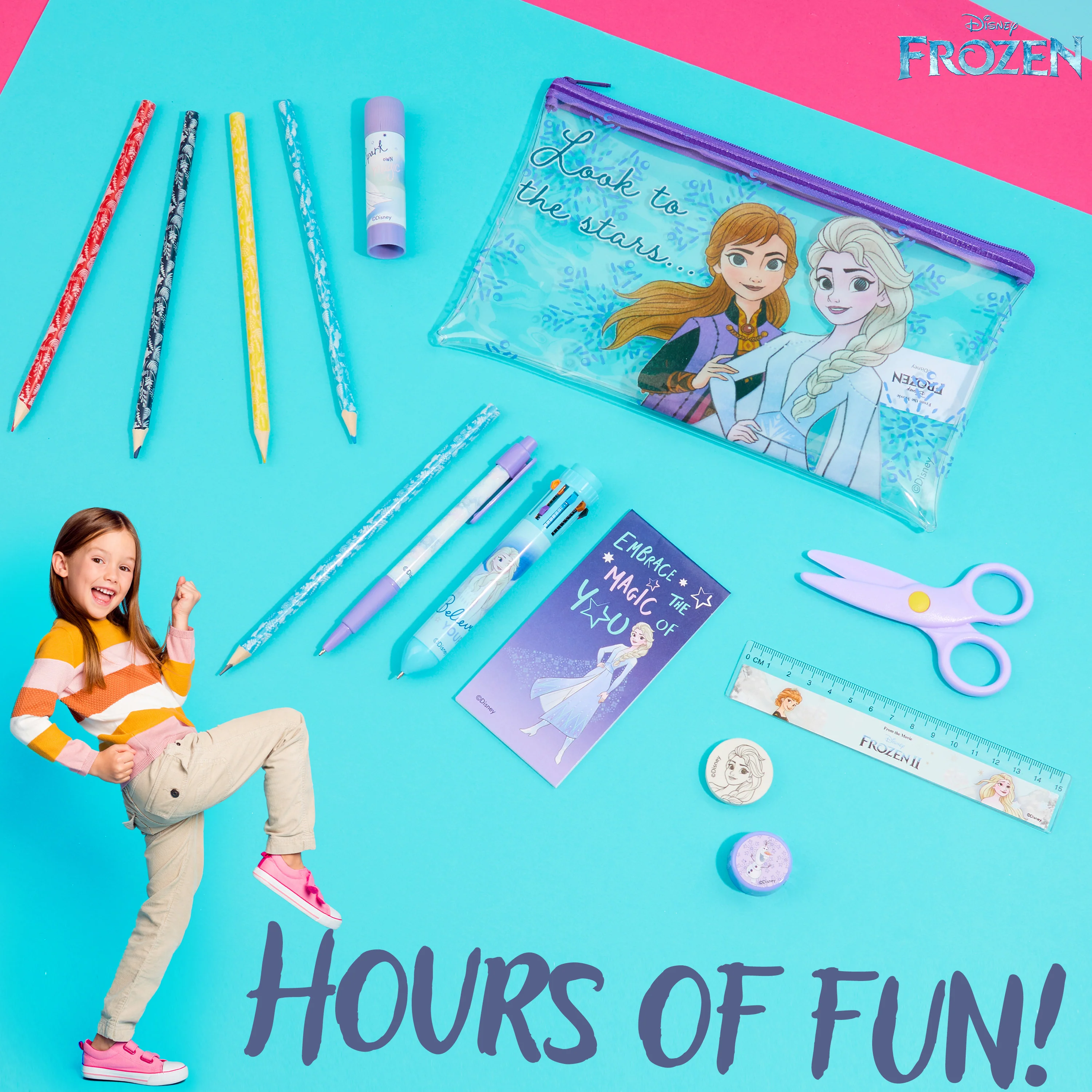 Disney Frozen Girls Pencil Case with Cute Stationery Included, School Supplies - Image 5