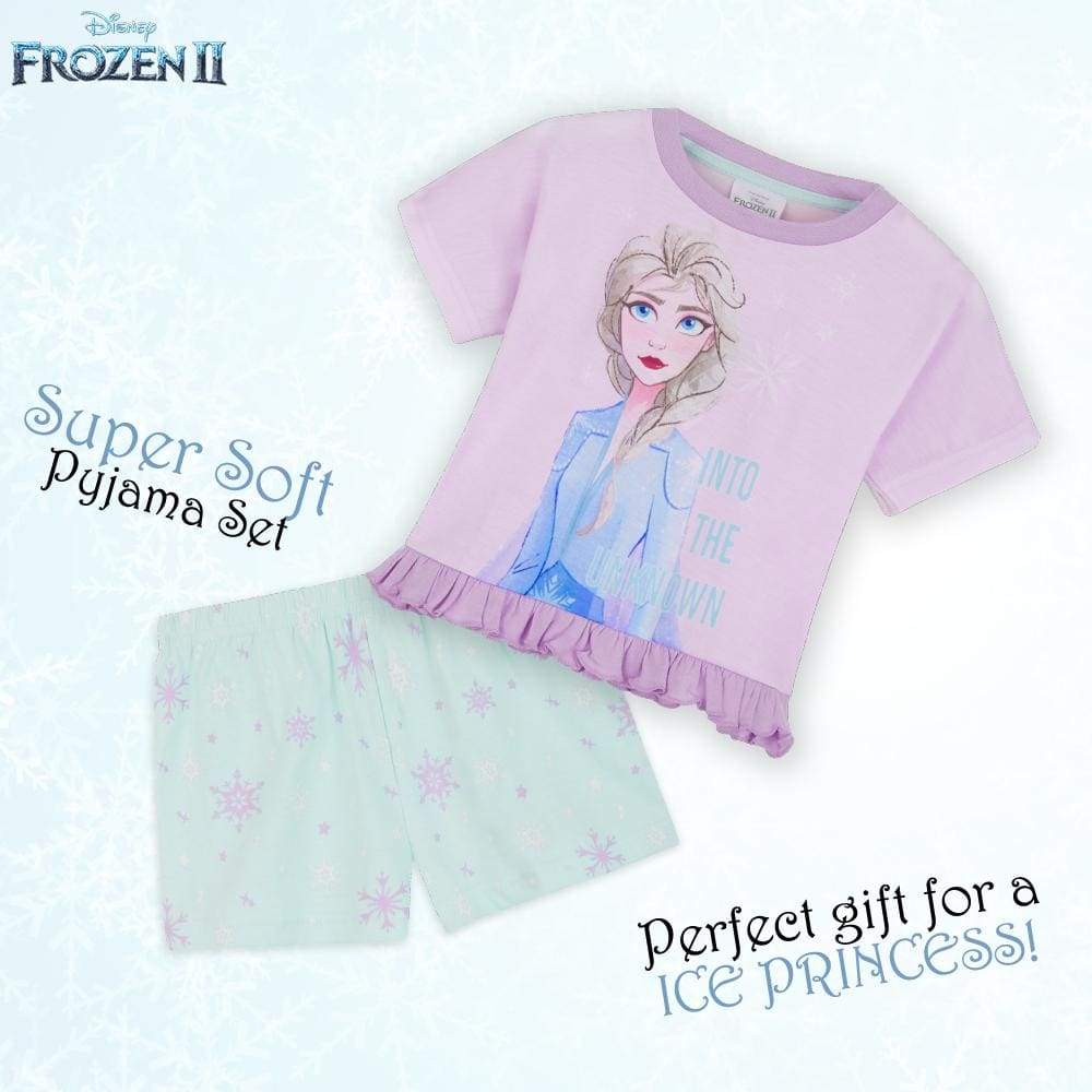 Disney Frozen Girls Pyjamas 2 Piece Cotton Short PJs Set with Elsa - Image 3