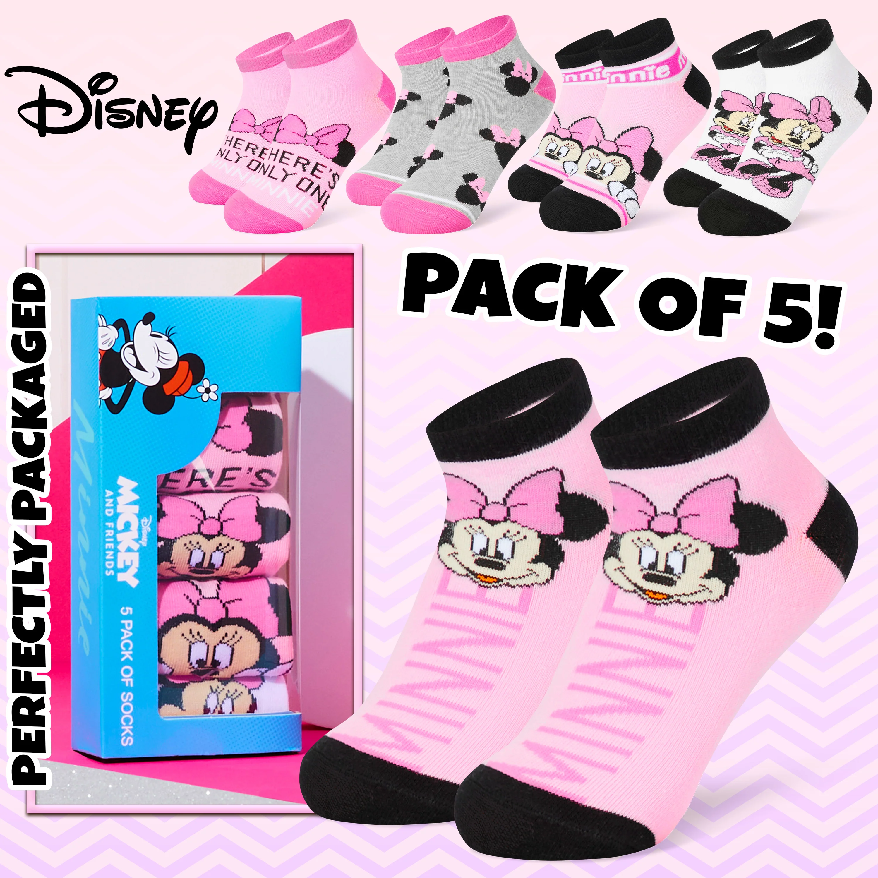 Disney Girls Ankle Socks, Soft and Breathable Socks Pack of 5 - Girls Gifts - Image 6