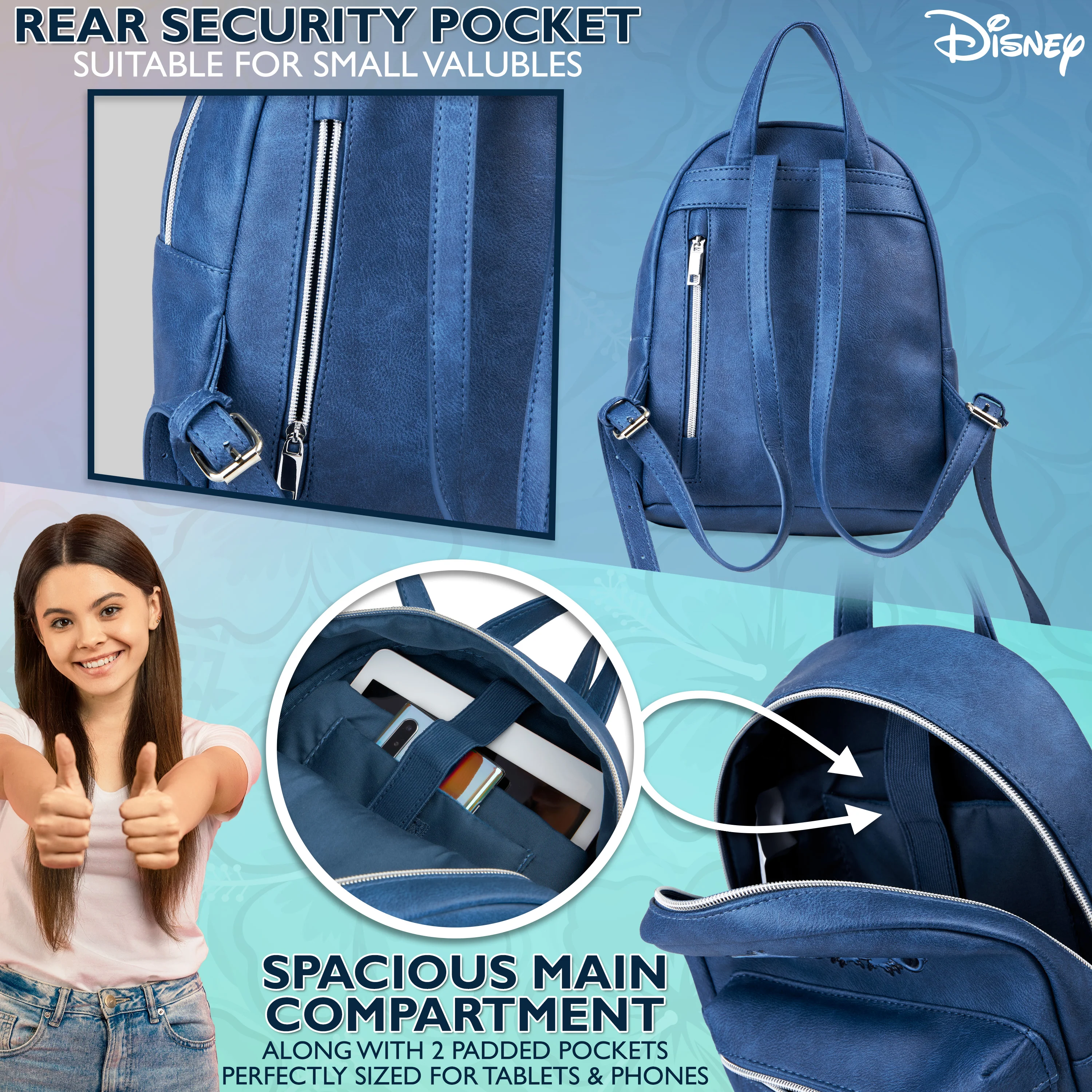 Disney Girls Backpack with Internal Pockets, Zipped Compartments - Girls Gifts - Image 5