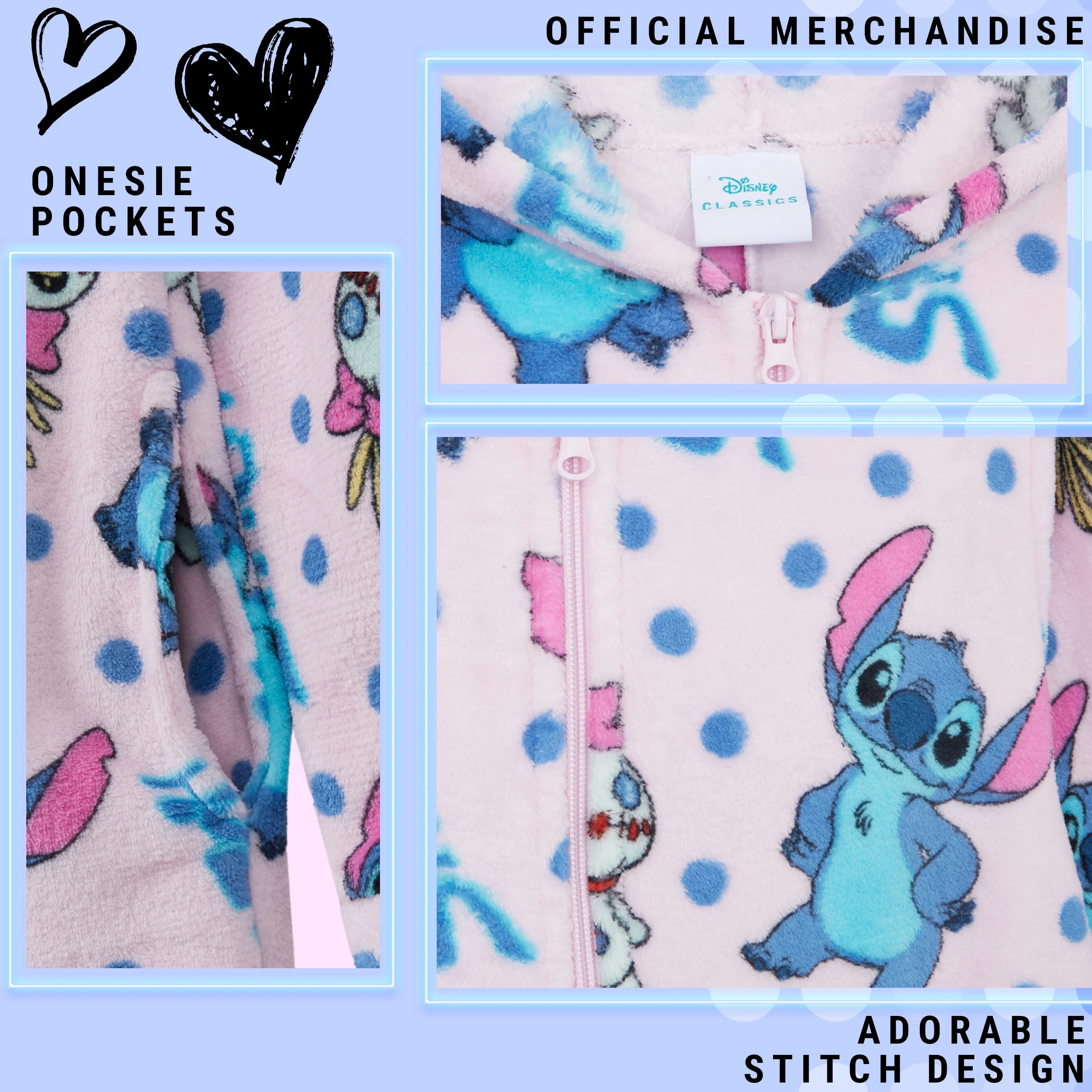 Disney Girls Fleece Onesie with Hood, Cosy Loungewear Sleepsuit - Gifts for Girls - Image 4