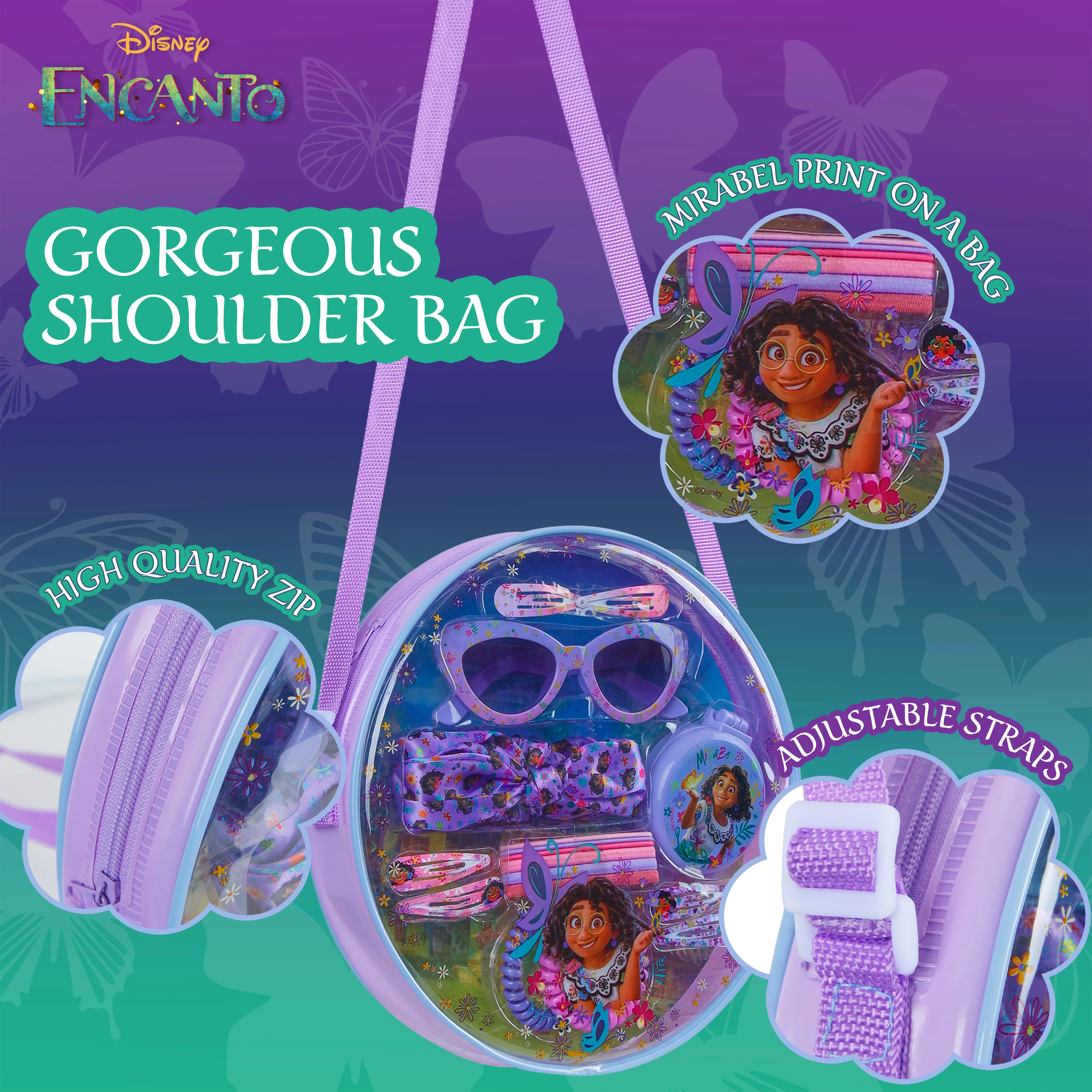 Disney Girls Handbag with Encanto Hair Accessories & Sunglasses - Image 2