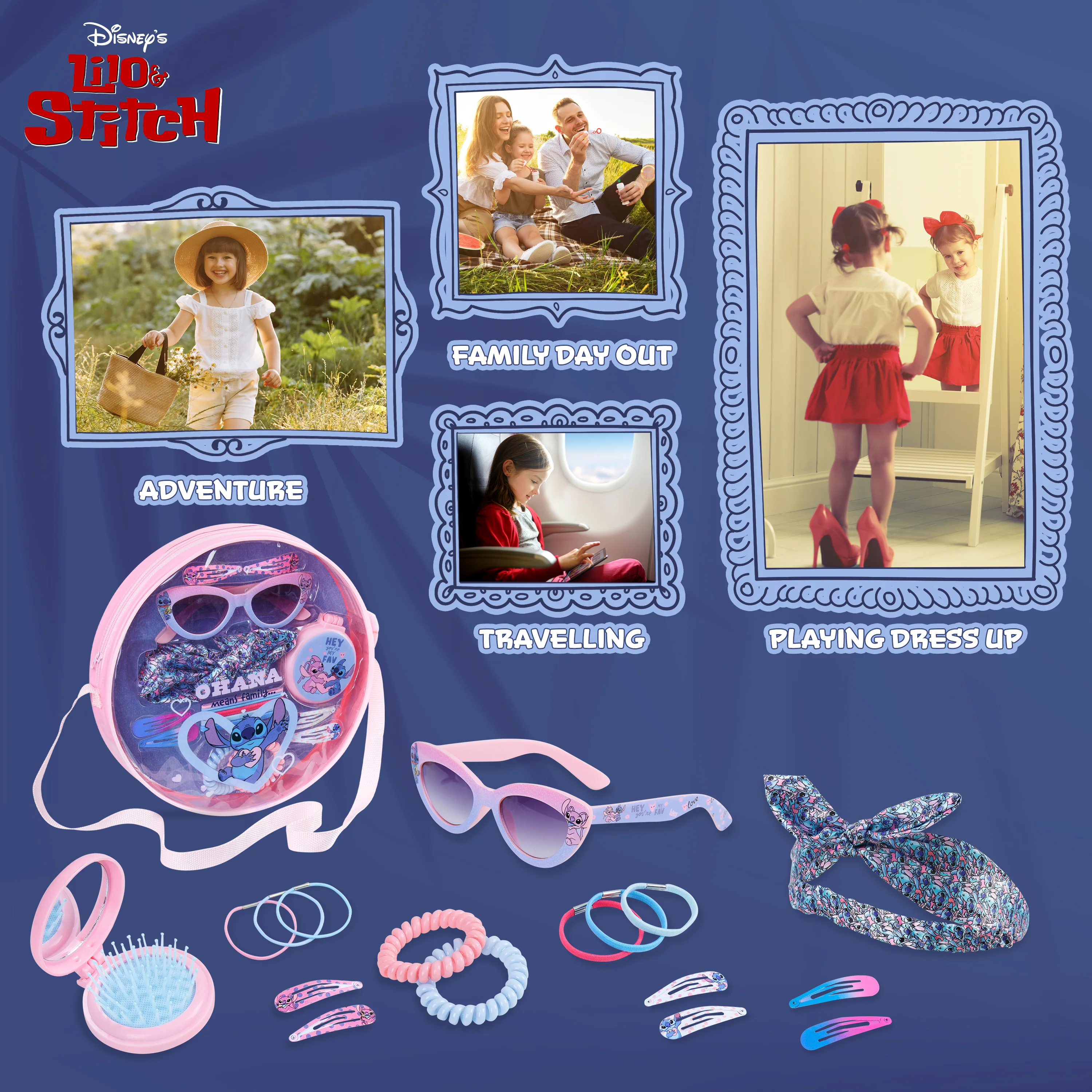 Disney Girls Handbag with Stitch Hair Accessories & Sunglasses - Image 4