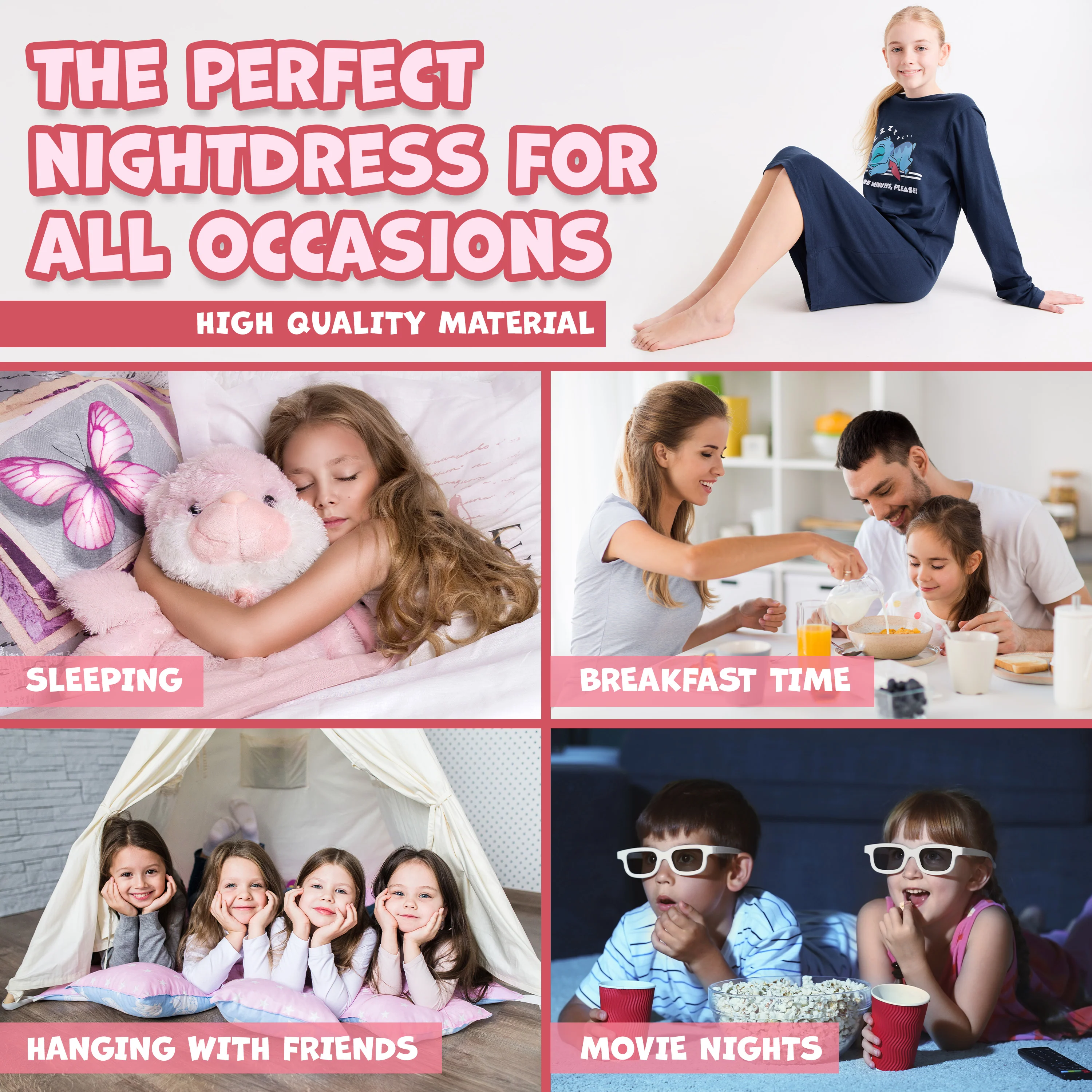 Disney Girls Nightdress, Lilo and Stitch Pyjamas, Stitch Gifts for Girls - Image 5