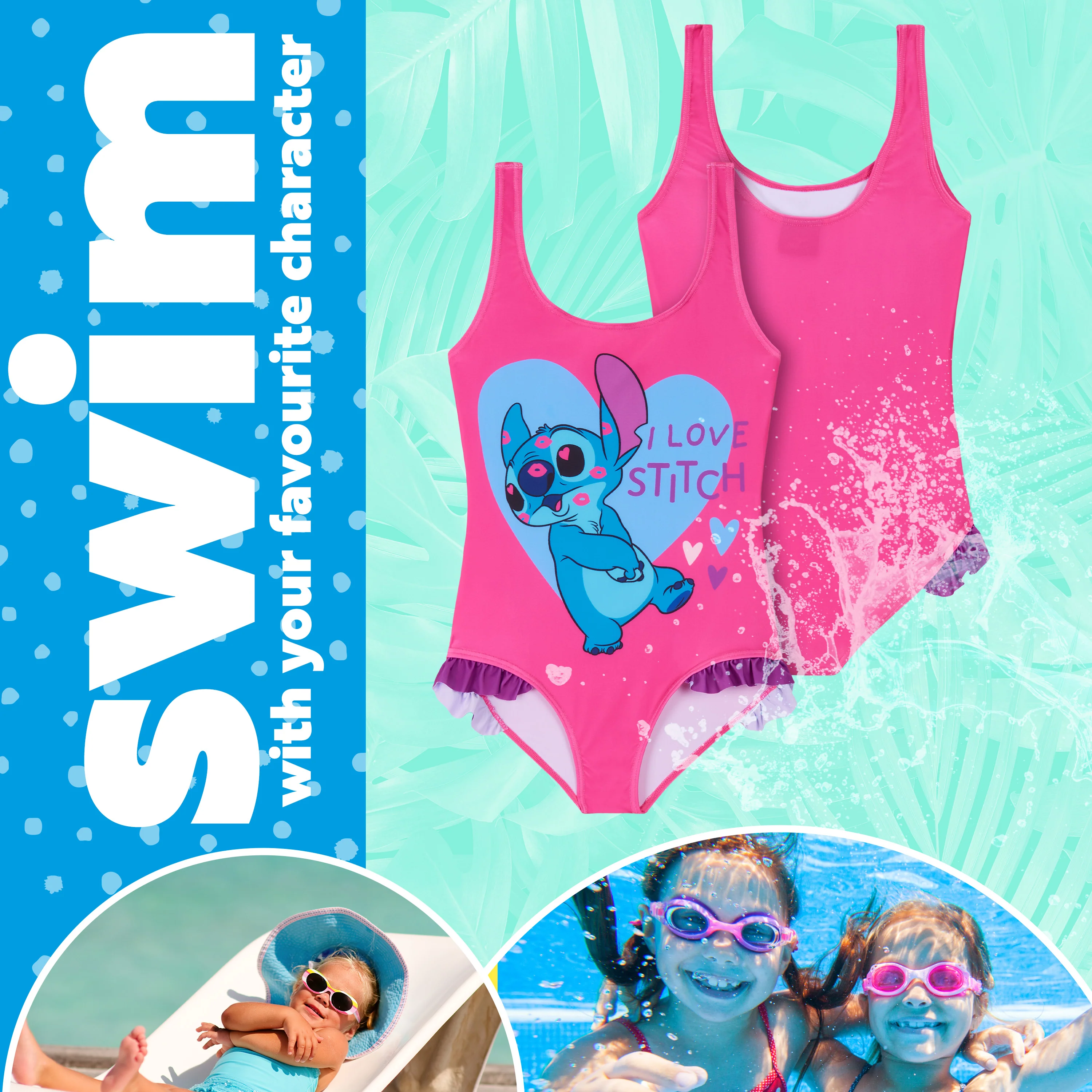Disney Girls One Piece Swimming Costume, Comfortable Stretchy Swimsuit - Girls Gifts - Image 5