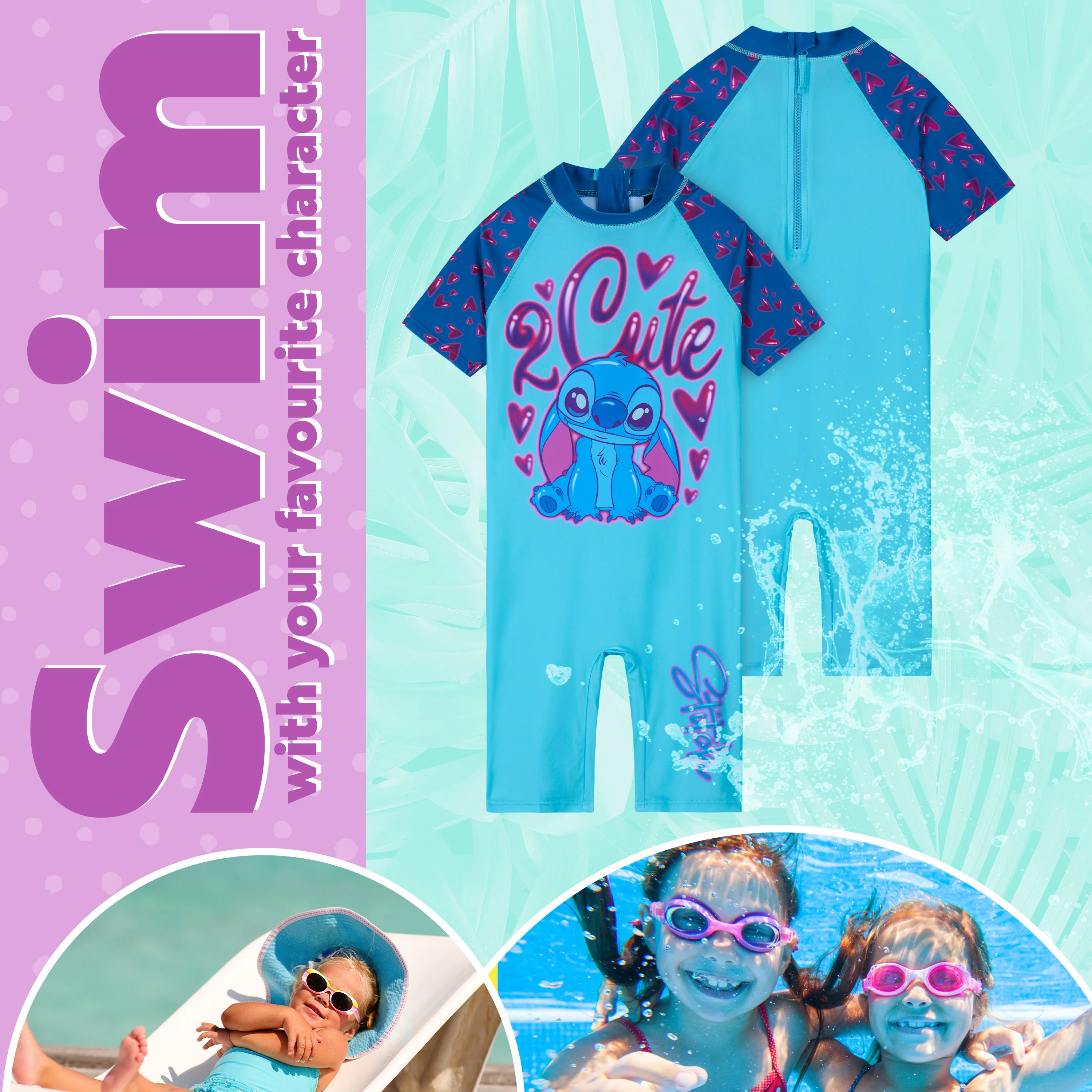 Disney Girls One Piece Swimming Costume, Full Kids Swimsuit - Girls Gifts - Image 5