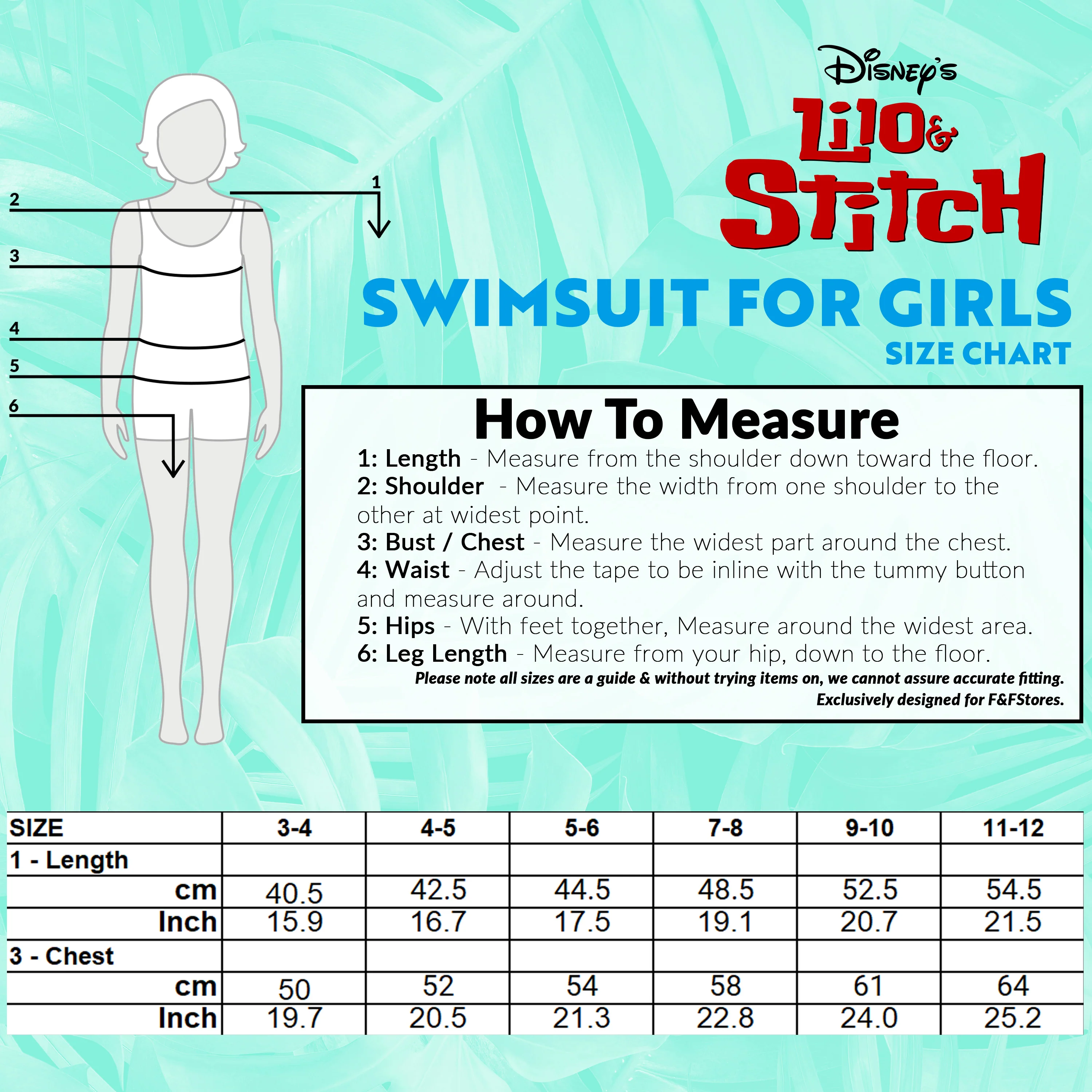 Disney Girls One Piece Swimsuit, Long Sleeve Swimming Costume - Girls Gifts - Image 6