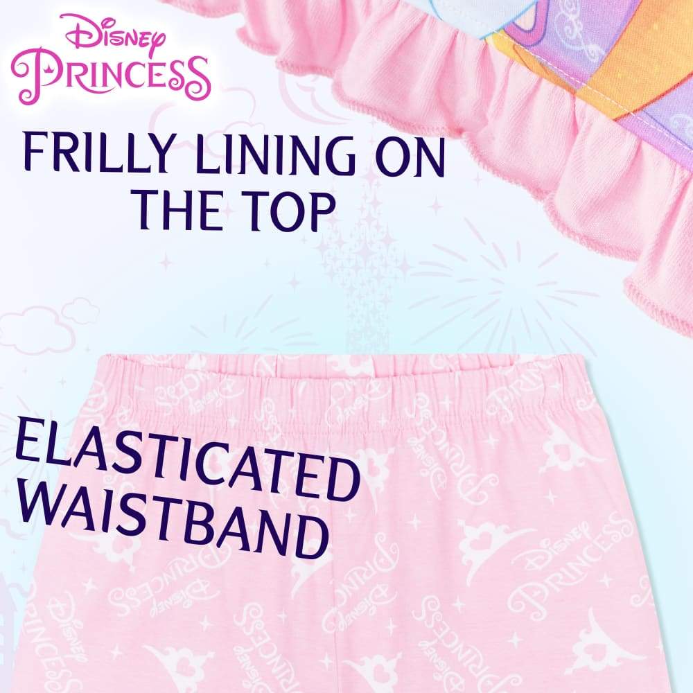 Disney Girls Pyjamas, Girls Short PJs Set Disney Princess Merchandise - Image 4