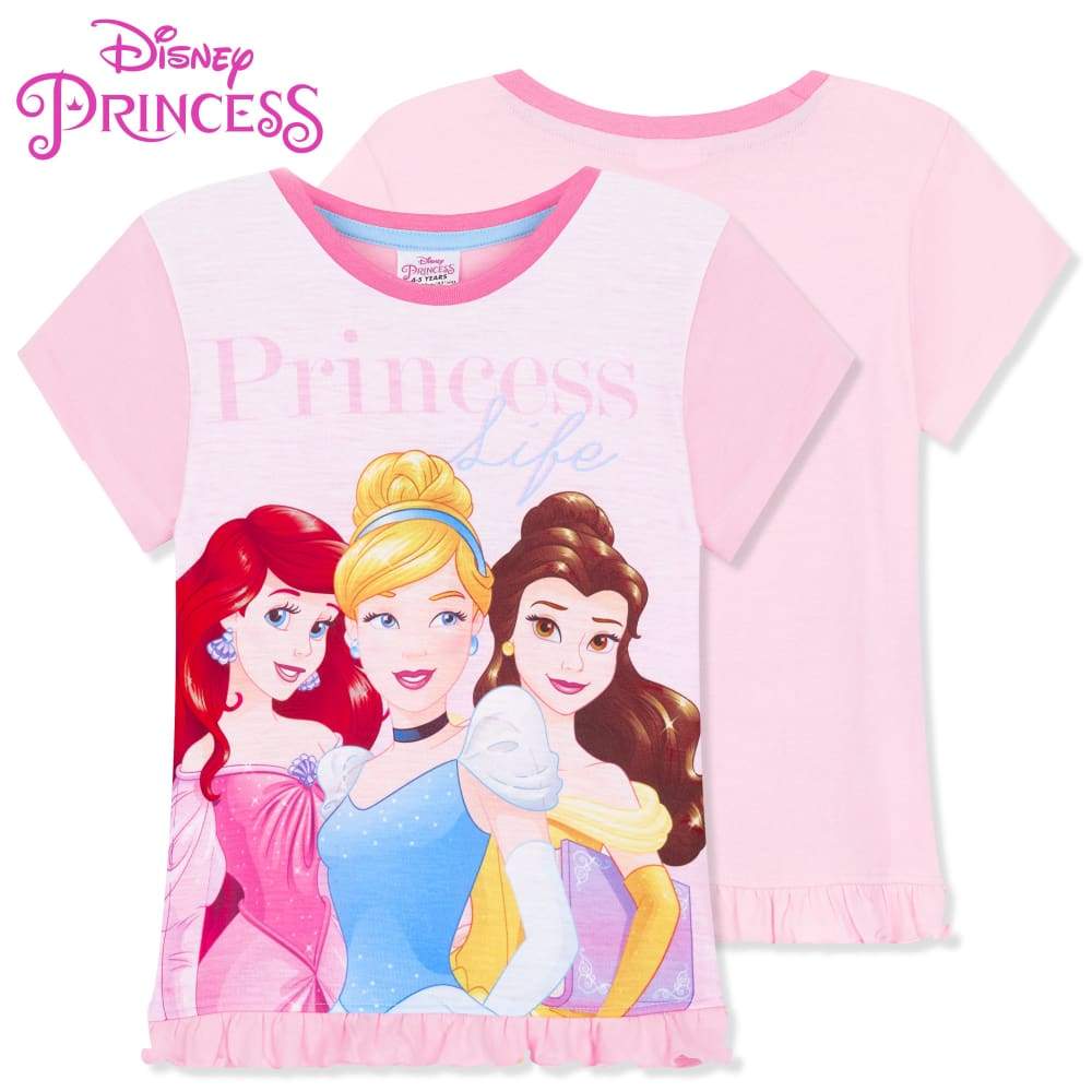 Disney Girls Pyjamas, Girls Short PJs Set Disney Princess Merchandise - Image 5