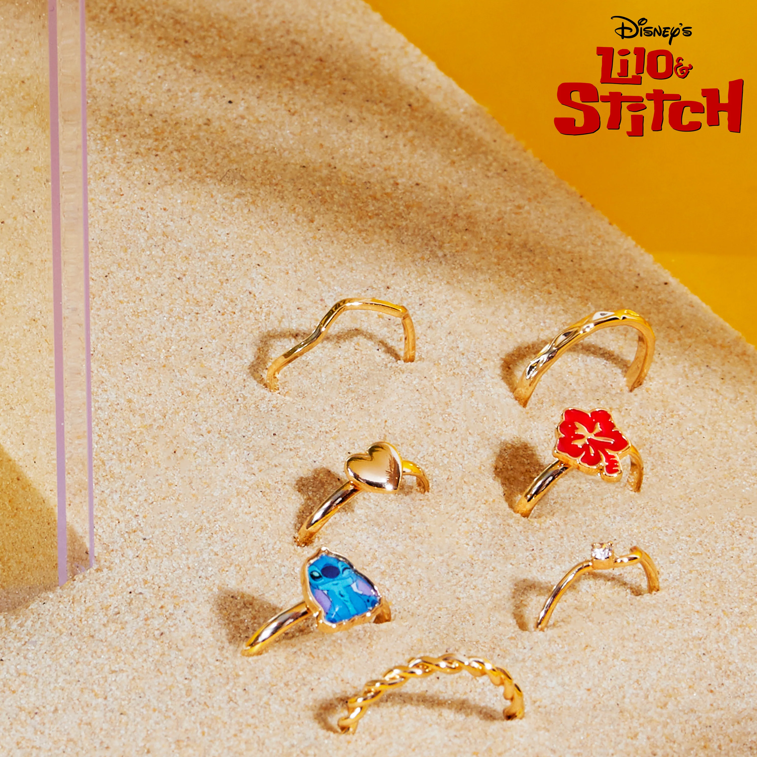 Disney Girls Rings, Adjustable Gold Rings Pack of 7 - Girls Gifts - Image 2