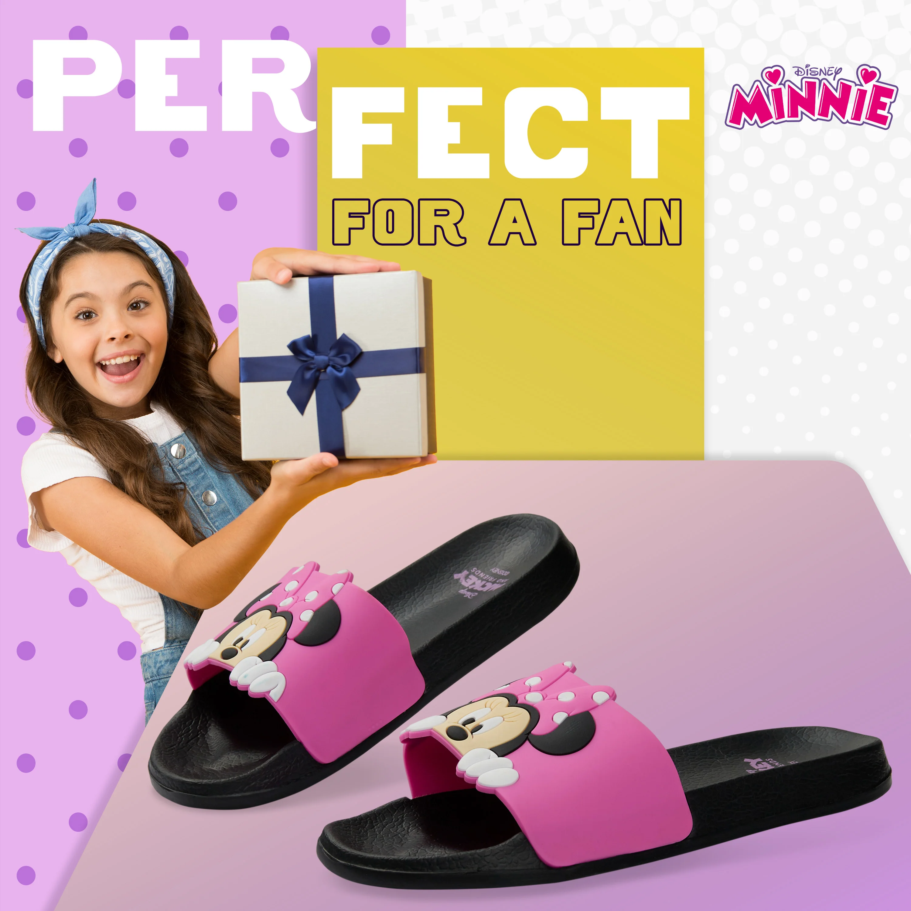 Disney Girls Sliders, Pool or Beach Shoes for Kids - Pink Minnie - Image 3