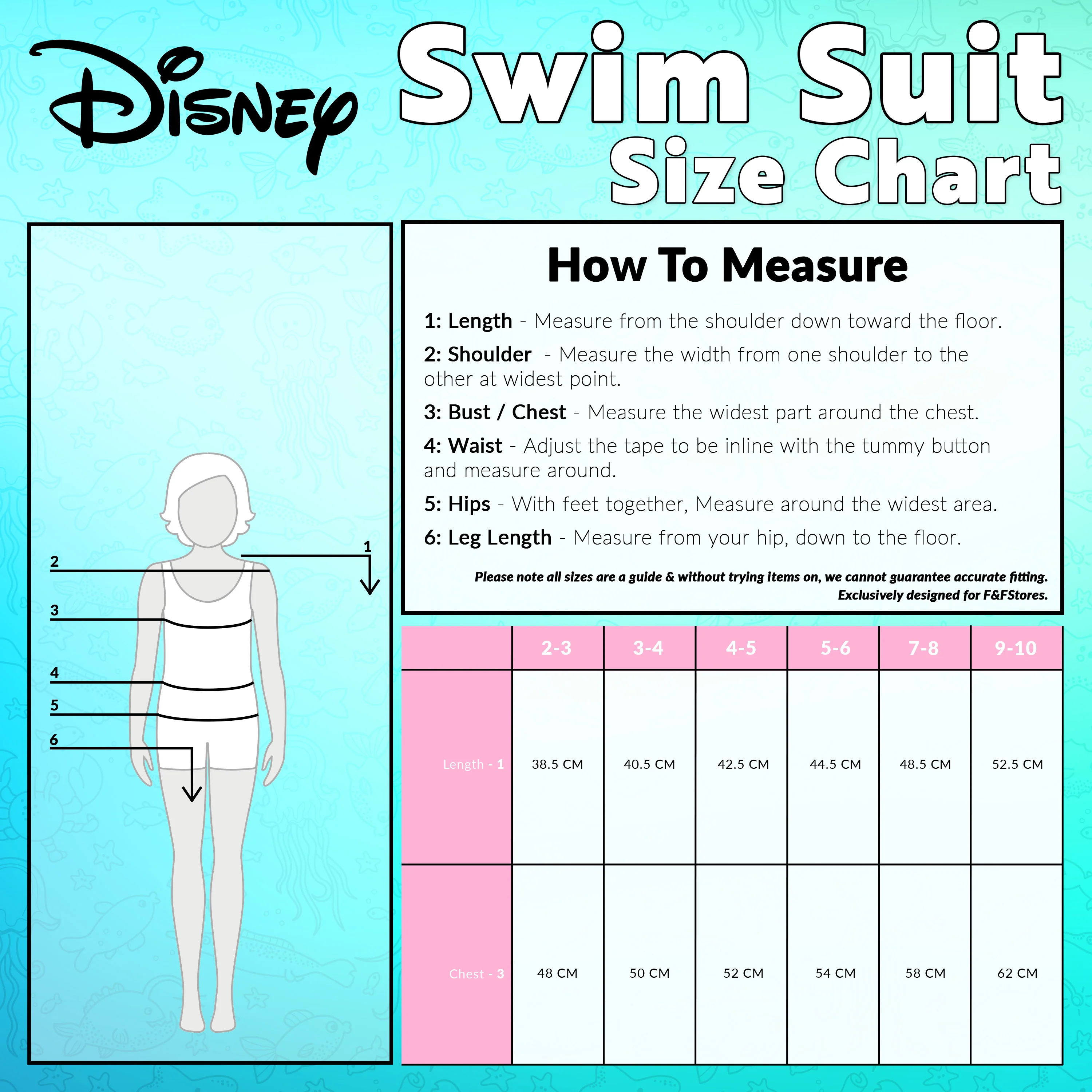 Disney Girls Swimming Costume The Little Mermaid Swimsuit - Image 6