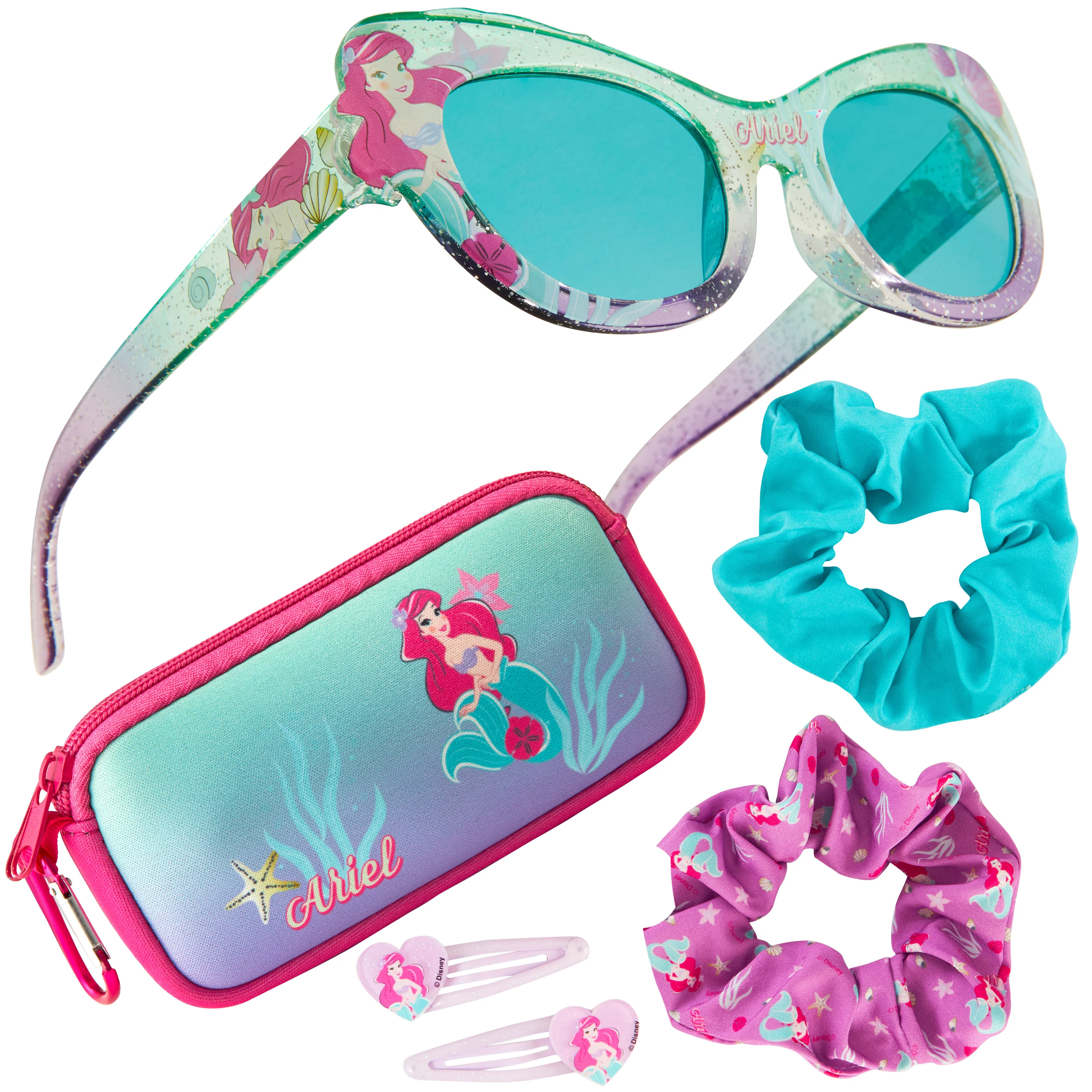 Disney Girls UV Protection Sunglasses, Case and Hair Accessories Set - ARIEL