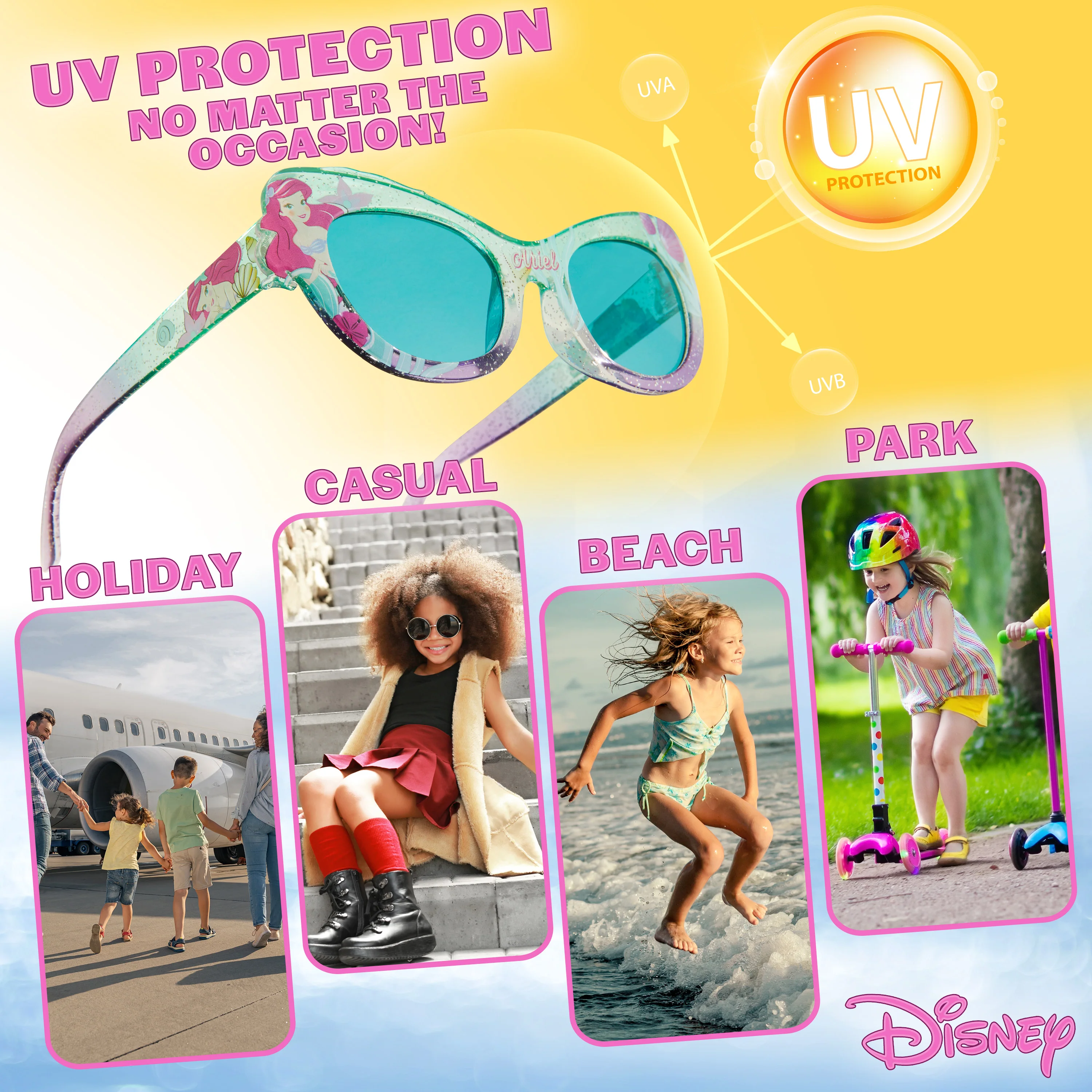 Disney Girls UV Protection Sunglasses, Case and Hair Accessories Set - ARIEL - Image 4