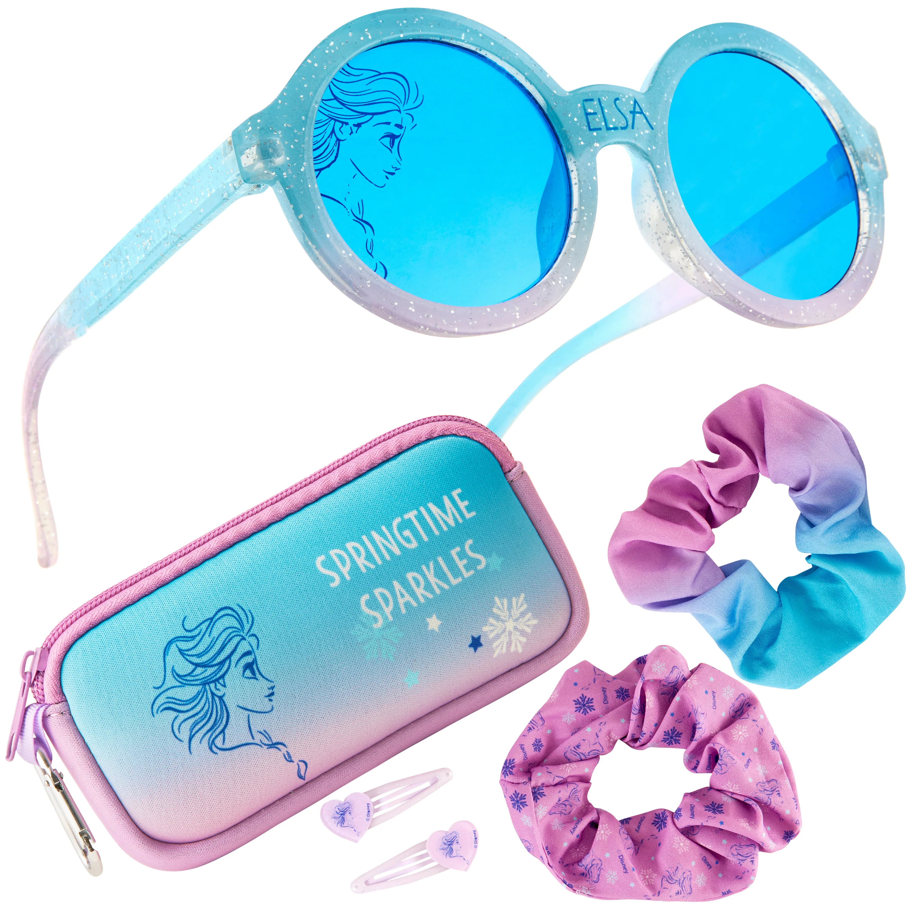 Disney Girls UV Protection Sunglasses, Case and Hair Accessories Set - ELSA