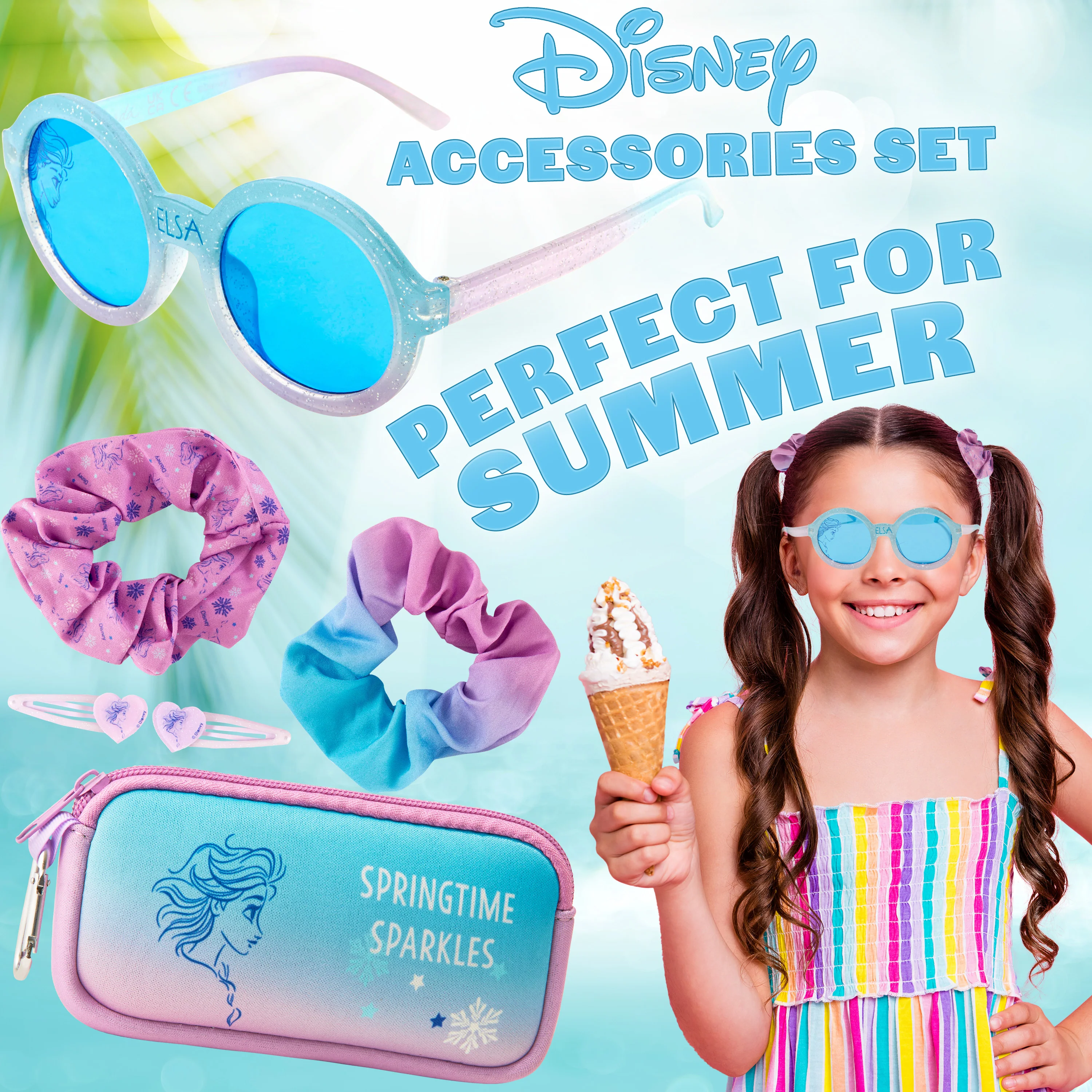 Disney Girls UV Protection Sunglasses, Case and Hair Accessories Set - ELSA - Image 3
