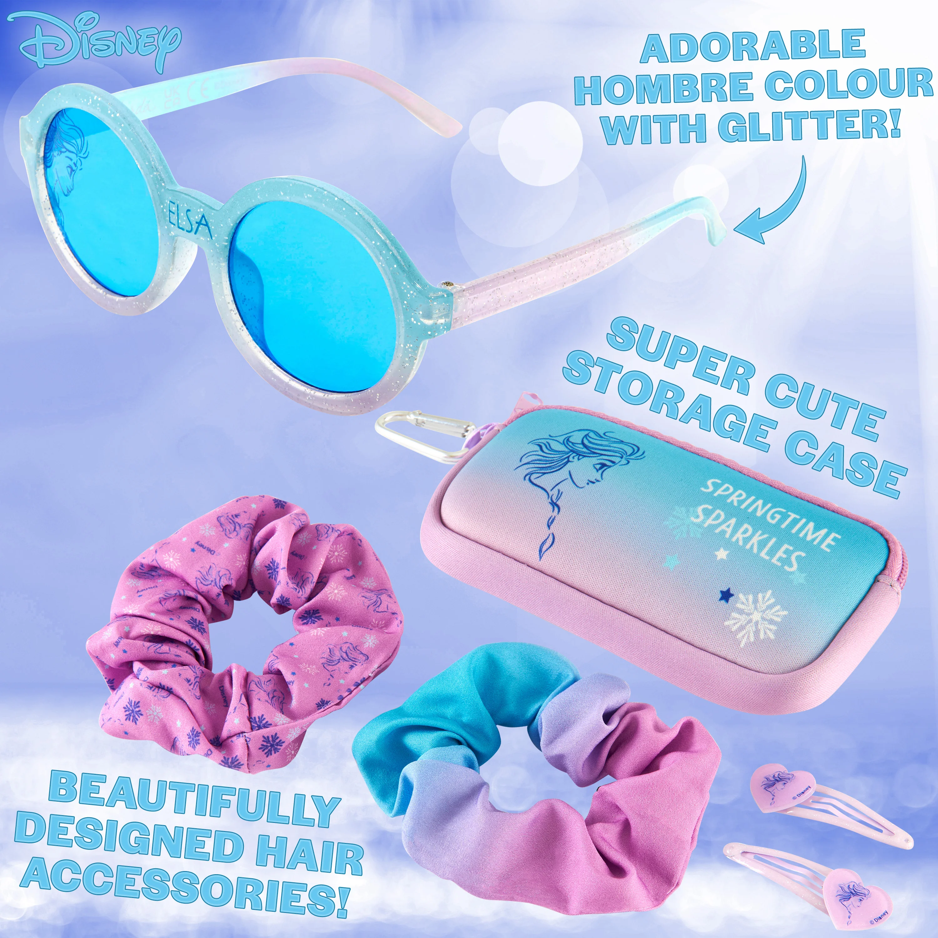 Disney Girls UV Protection Sunglasses, Case and Hair Accessories Set - ELSA - Image 5