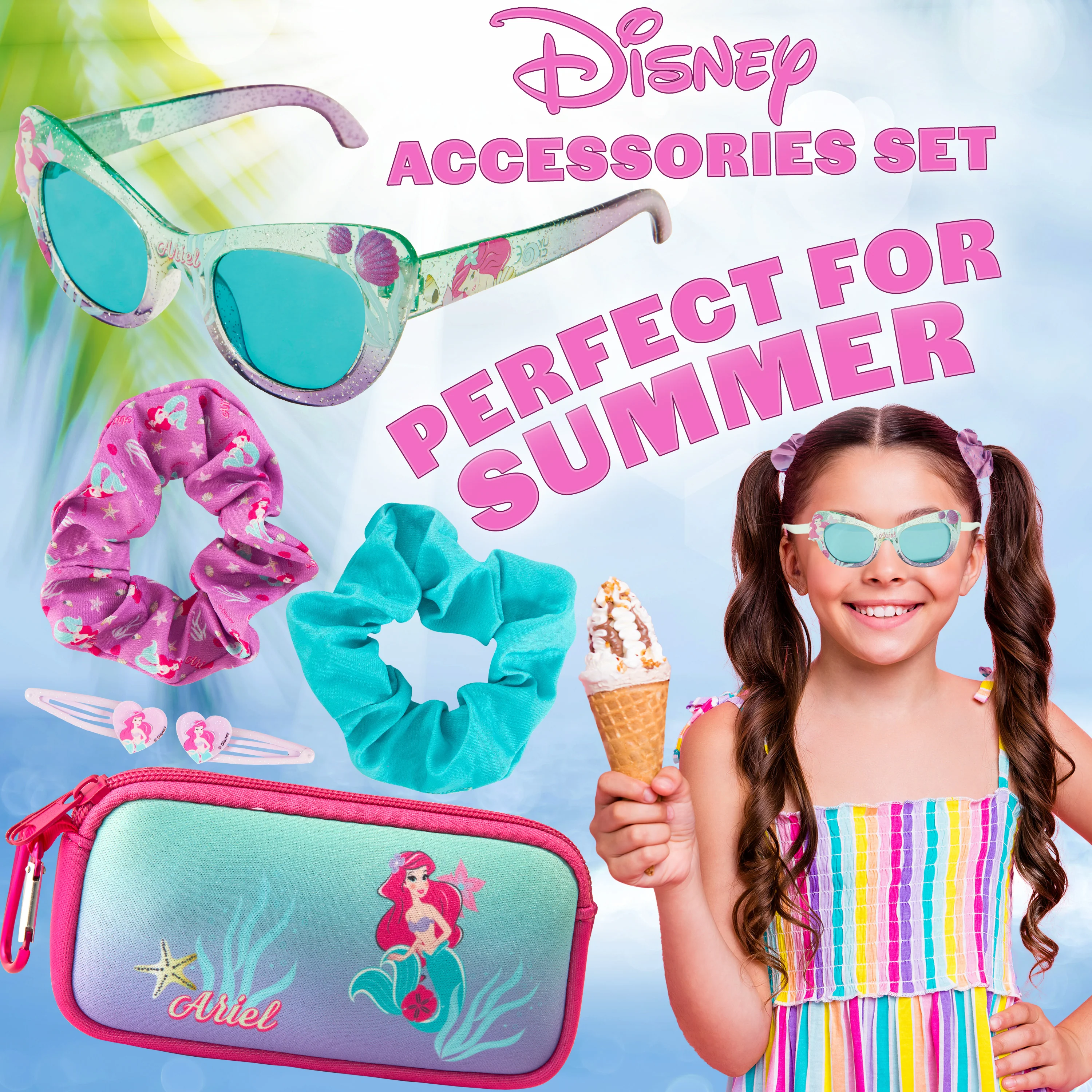 Disney Girls UV Protection Sunglasses, Case and Hair Accessories Set Girls Gifts - Image 3